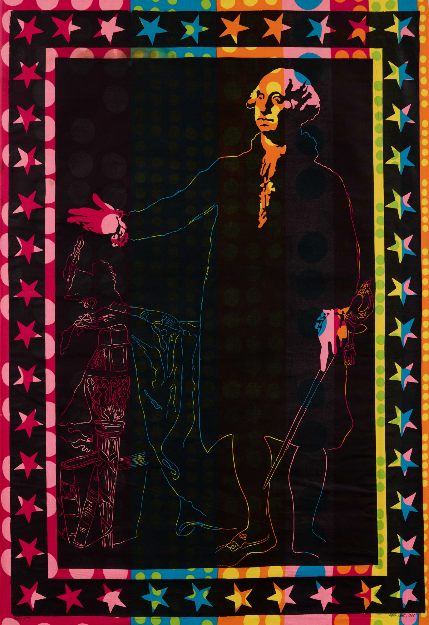 Washington, 1966 Unique slate print: ink on patterned fabric 78 x 43 in. (198.1 x 109.2 cm) (WKt 8) $ 16,000