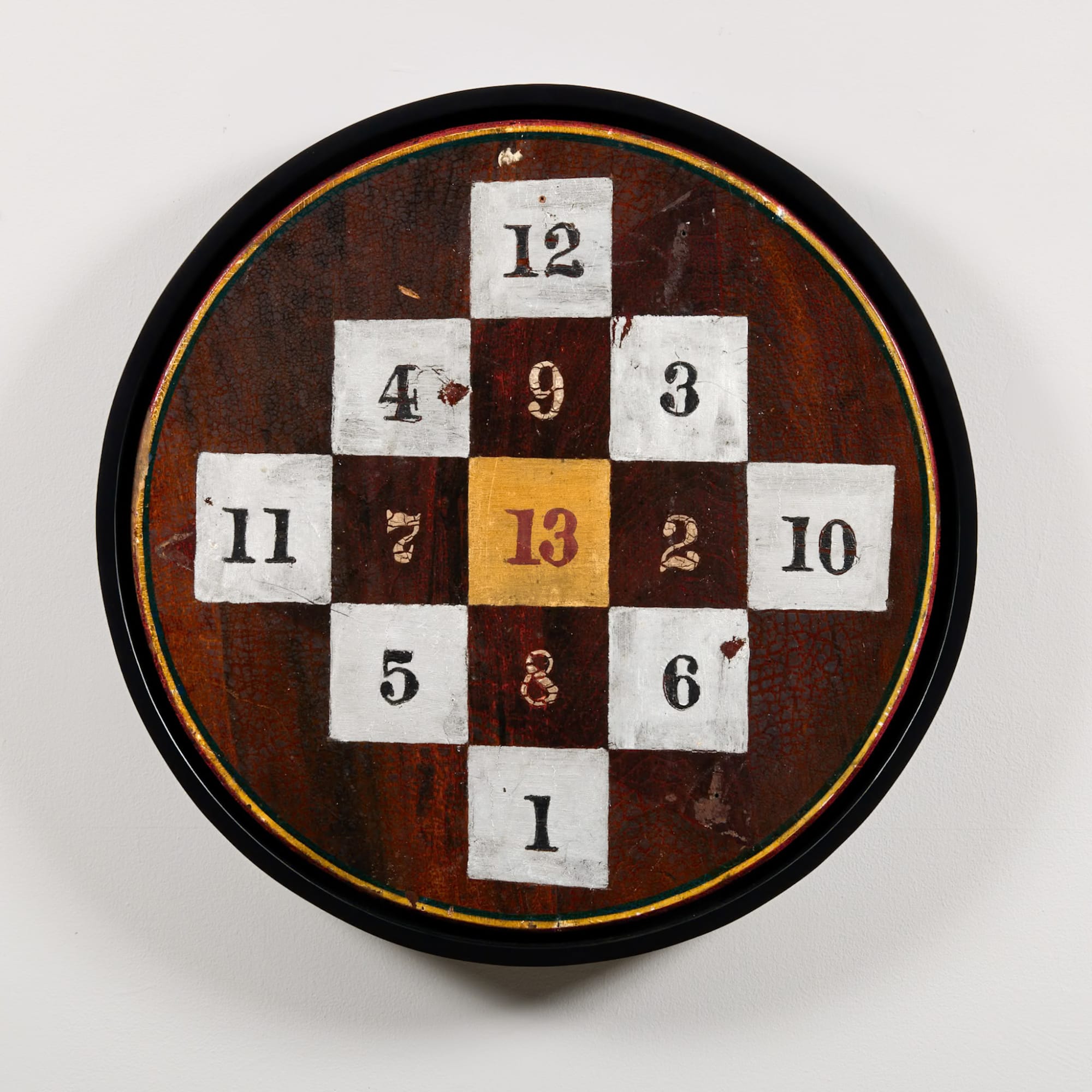 13 Bull's Eye Game Board, ca. 1920-30 Polychrome on wood 24 x 24 x 1/2 in. (61 x 61 x 1.3 cm) (ArU 511) $ 6,000