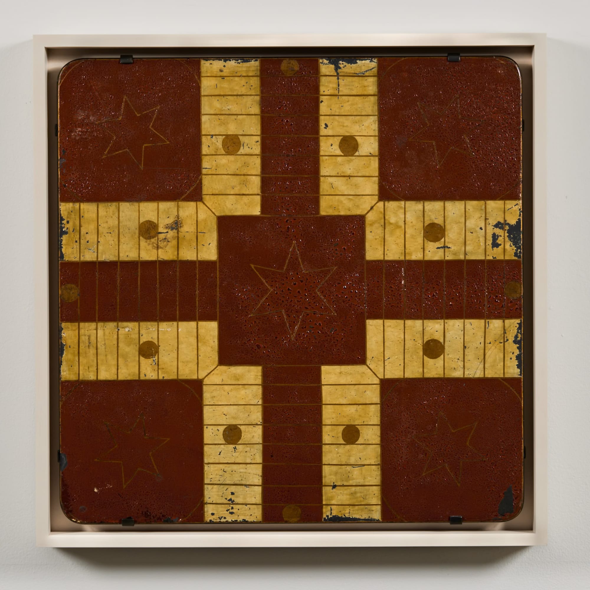 Parcheesi Game Board, ca. 1910-1920 Polychrome on slate 18 3/4 x 18 3/4 in. (47.6 x 47.6 cm) (ArU 542) $ 5,000