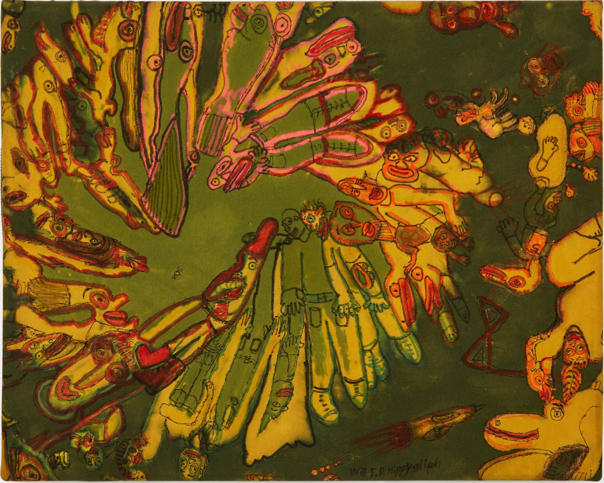 Untitled, n.d Mixed media on cotton fabric, stretched on canvas 16 x 20 in. (WED 1)