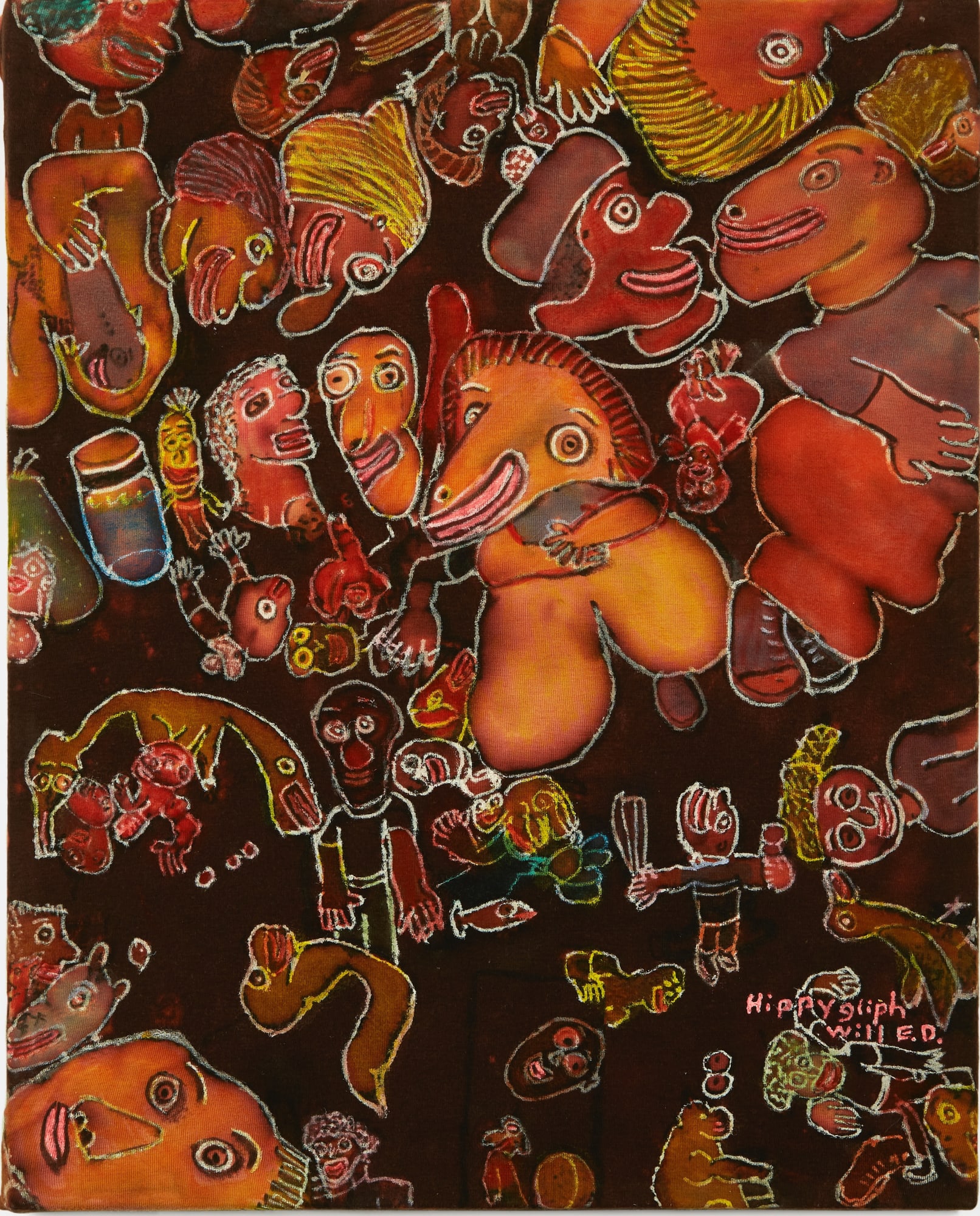 Untitled, n.d Mixed media on cotton fabric, stretched on canvas 20 x 16 in. (WED 4)