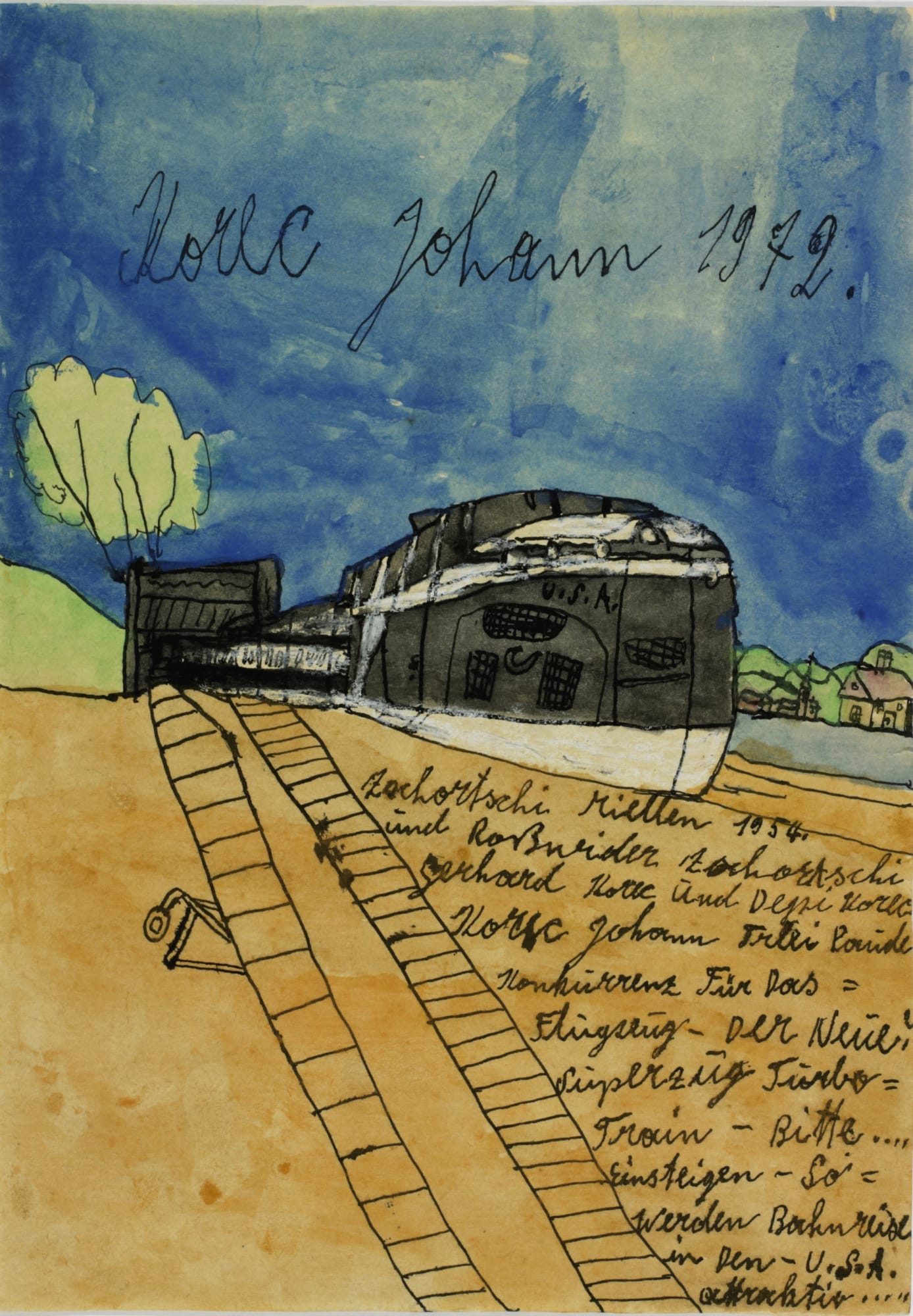 Zochortschi Miellen 1954, 1954 Ink and watercolor on paper 11.8 x 8.3 in. (30 x 21 cm)