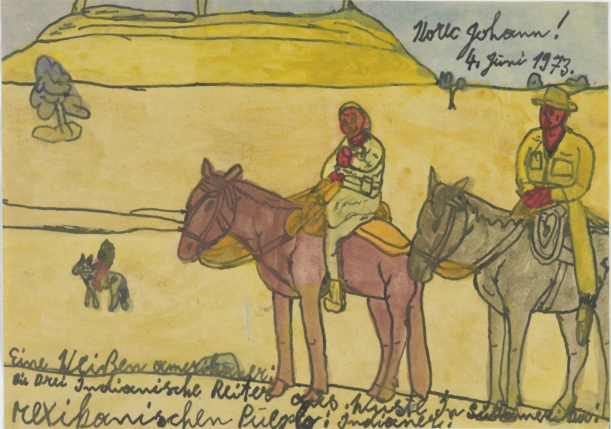 Untitled (Western Scene), 1973 Ink and watercolor on paper 8.3 x 11.8 in. (21.1 x 30 cm.) (JK 17)
