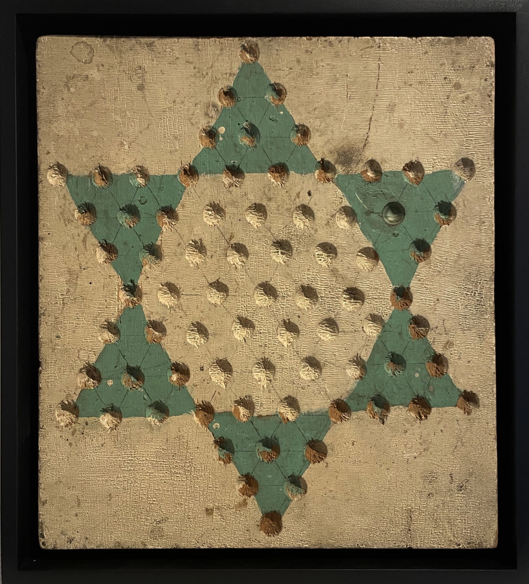 Chinese Checkers Game Board, c. 1930-40 Paint on wood panel 11 1/2 x 10 1/4 in. 29.2 x 26 cm. (AU 299)