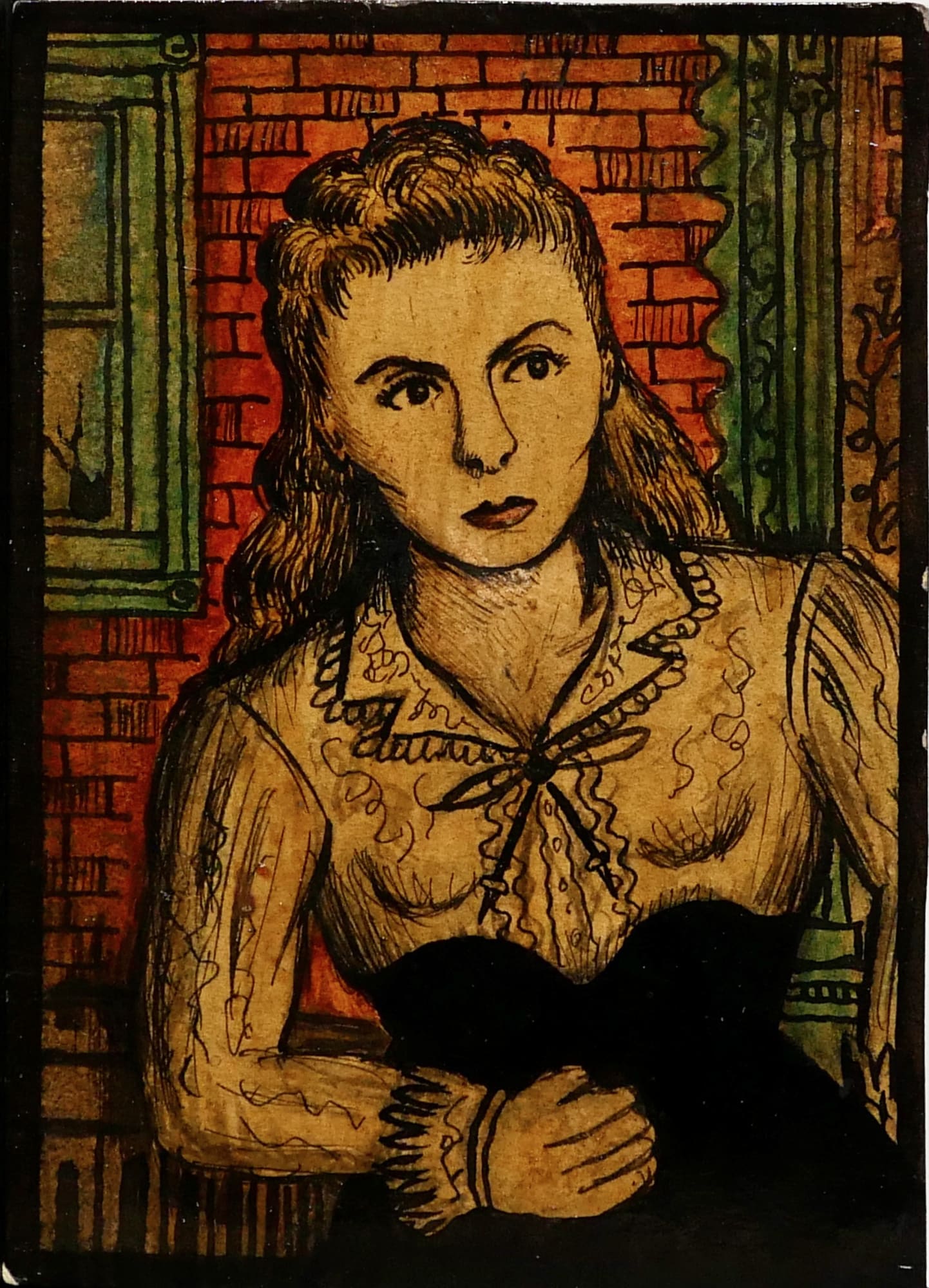 Renelda Kuhler, 1952 Ink, pencil, and gouache on heavy sketch paper 5 1/4 x 3 3/4 in. (RK 57) SOLD