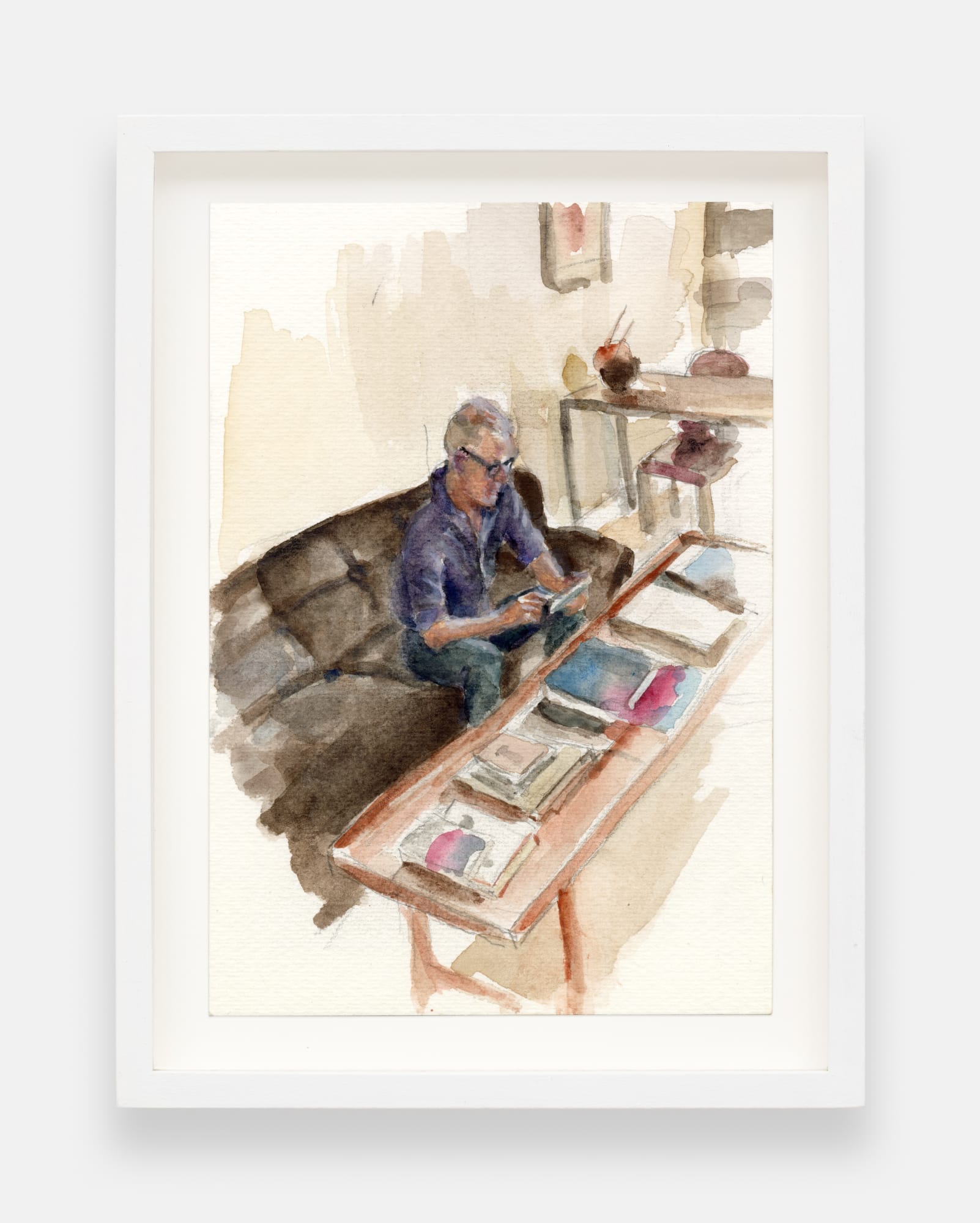 Gillian Wearing Michael Reading, Napoli, 2024 signed, dated verso watercolour on paper 18 x 13 cm. 7 x 5 in.