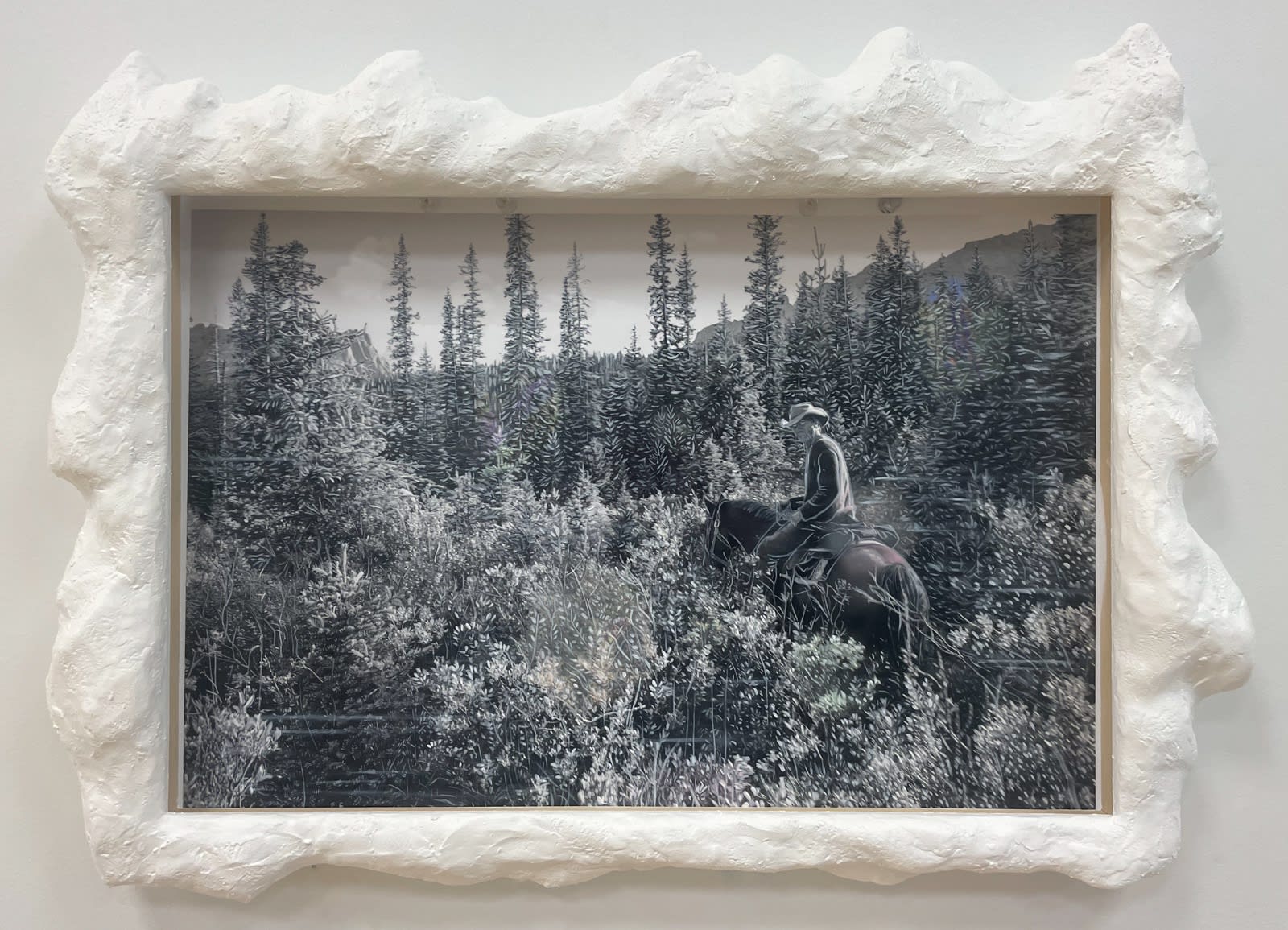 Sarah Anne Johnson Lone Rider (Mountain), 2025 Pigment Print with Oil Paint, in Artist Made Frame Image: 11 3/16" x 16 7/8" (28.5 x 43 cm) [PRELIMINARY IMAGE, NOT FOR PUBLIC USE] High-Resolution Image