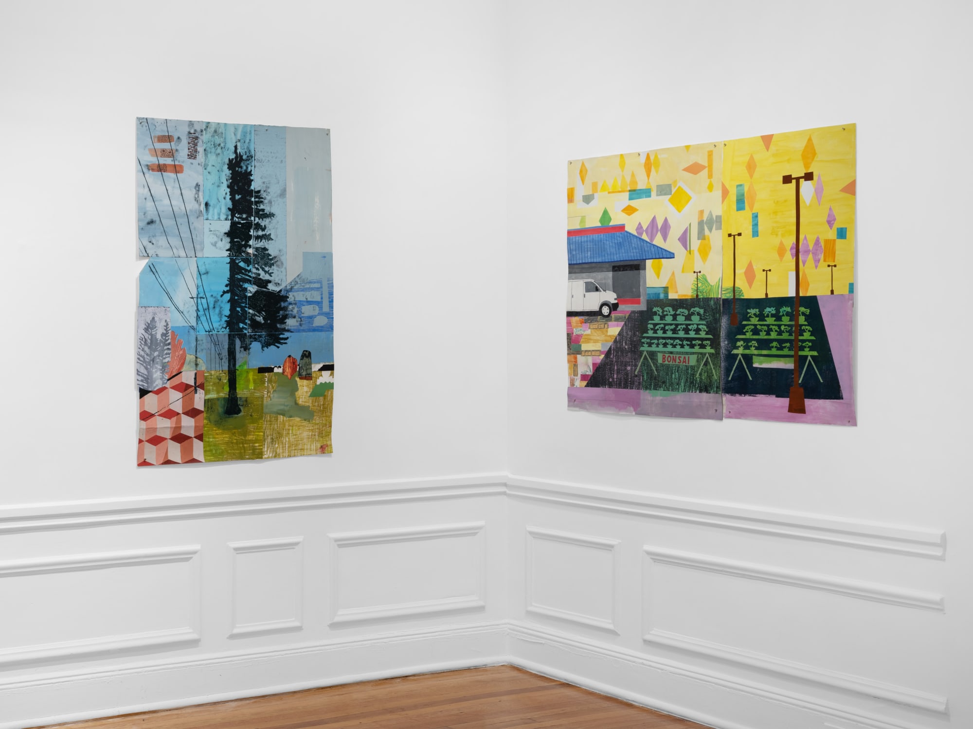 Carolyn Swiszcz Left: Tree (Wentworth Avenue) 2020, Right: Parking Lot Bonsai 2023