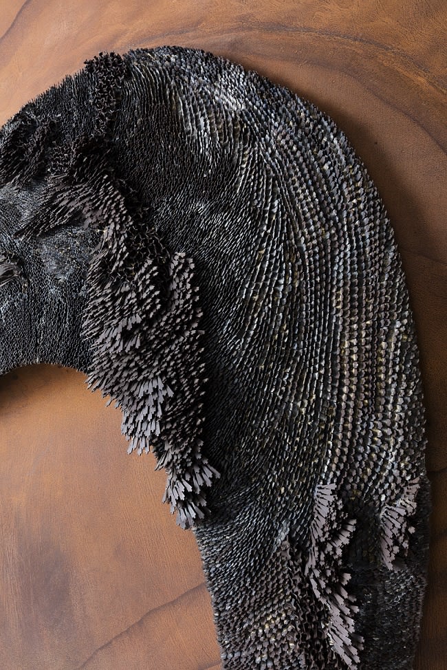 Sakshi Gupta | Breath (From the Series, 'I Marvel at Your Forgetfulness), 2017 | Metal scrap, mild steel sheet, 218.5 x 107 x 23 cm | Detail