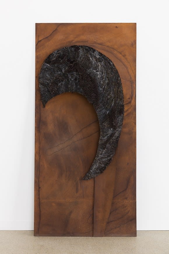 Sakshi Gupta | Breath (From the Series, 'I Marvel at Your Forgetfulness), 2017 | Metal scrap, mild steel sheet, 218.5 x 107 x 23 cm