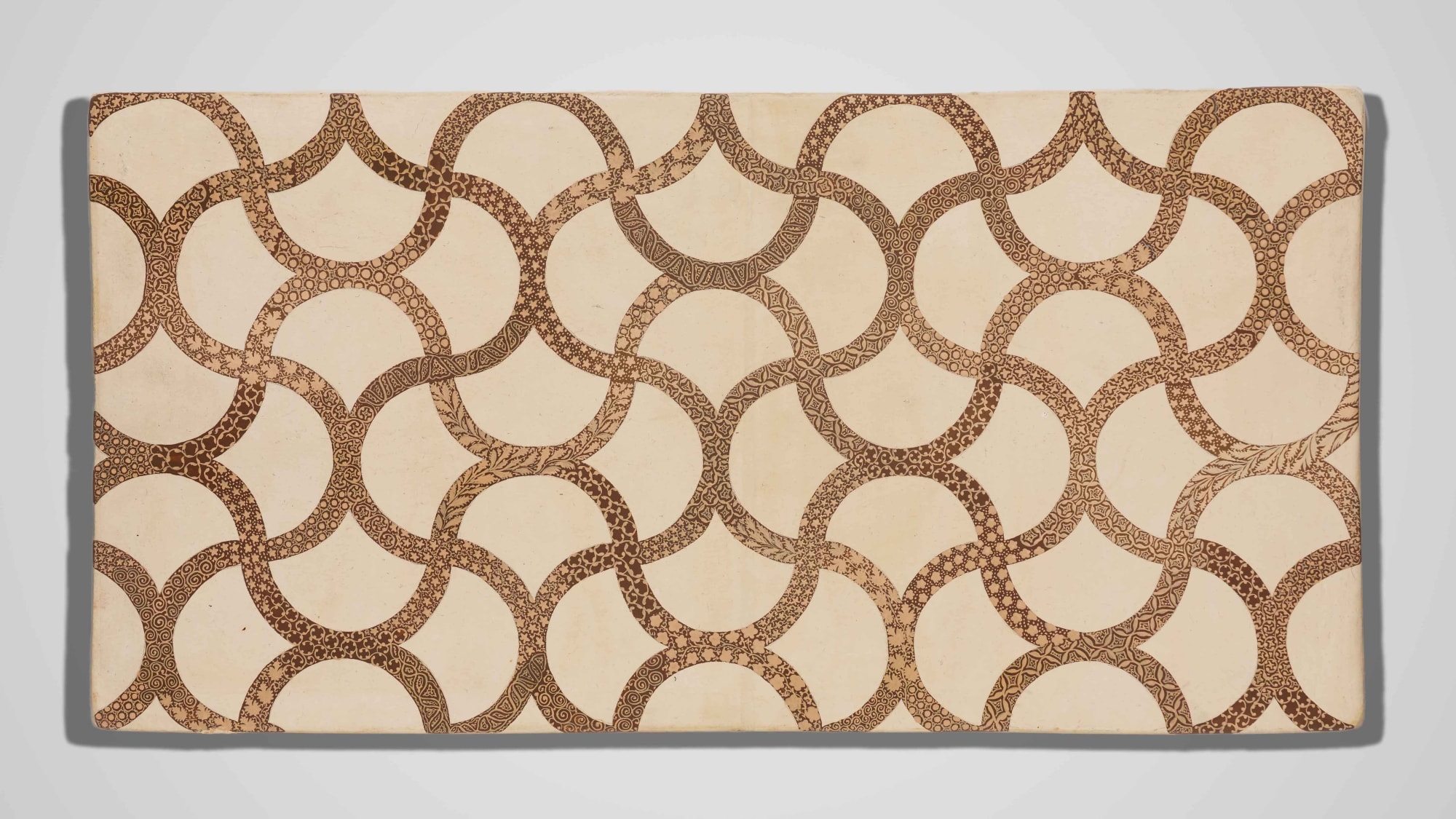 PRANEET SOI Spring (Study: Jaali), 2025 Handmade papier-mache tiles, river clay, tissue, saresh, acrylic paint and UV matt varnish 10 x 20 in 25.4 x 50.8 cm (PS113)