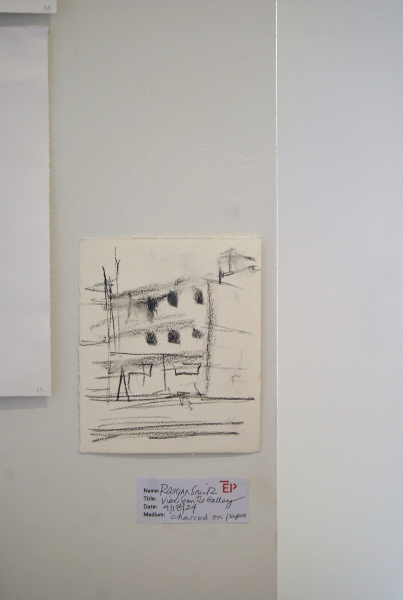 Robynn Smith, View from the Gallery, charcoal on paper, 2024