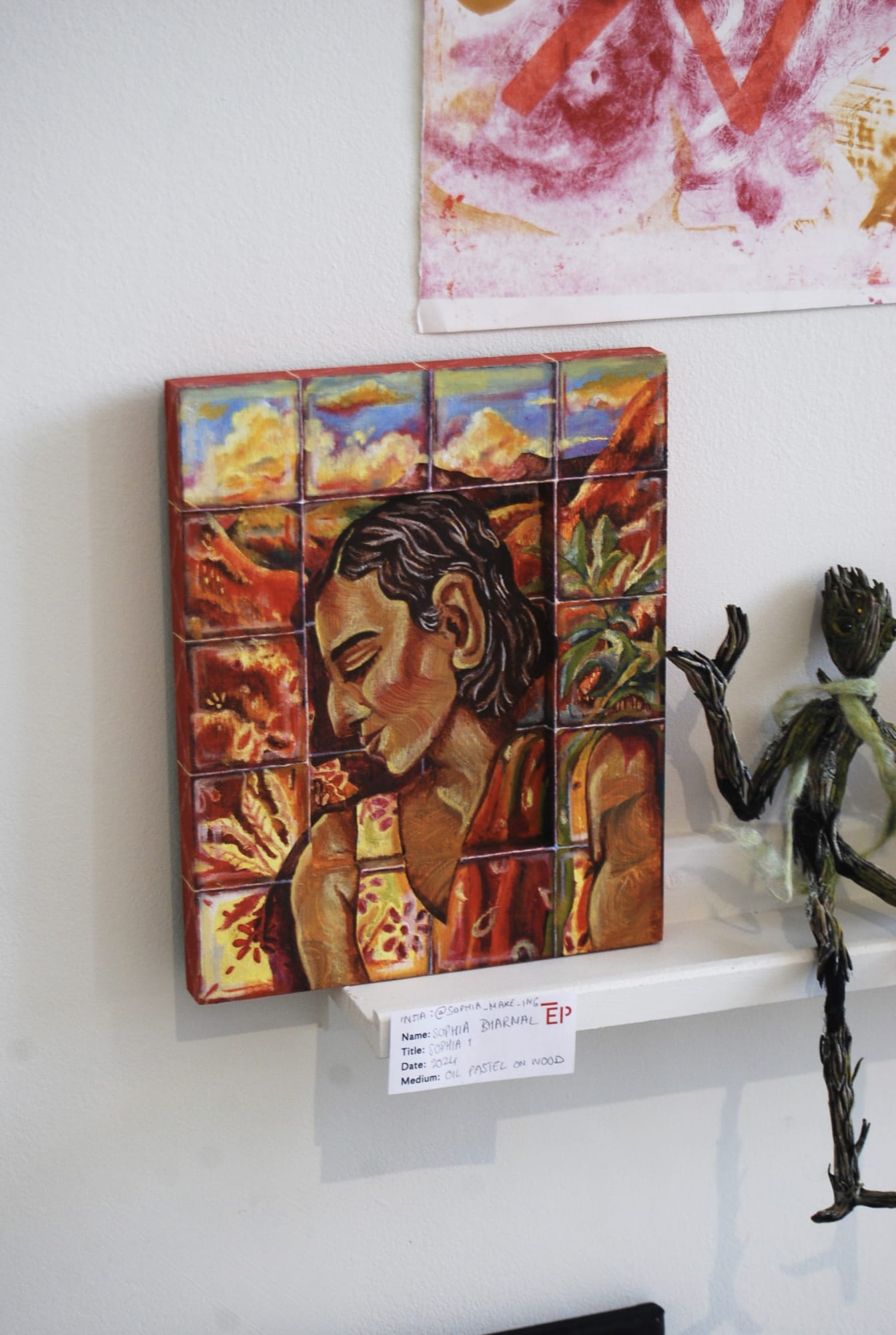 Sophia Bharmal, Sophia 1, oil pastel on wood, 2024