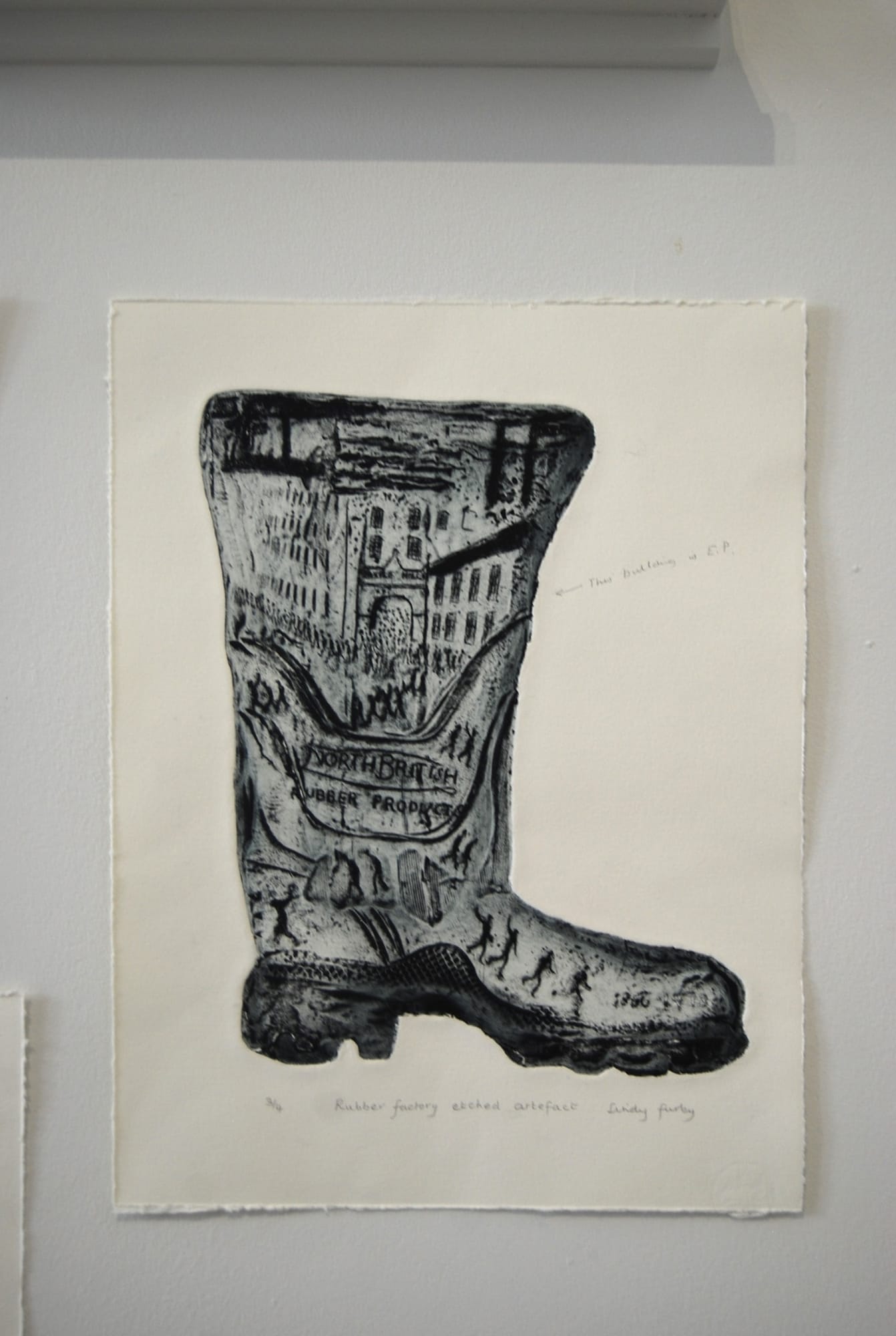 Lindy Furby, Rubber factory etched artefact, collagraph, 2015