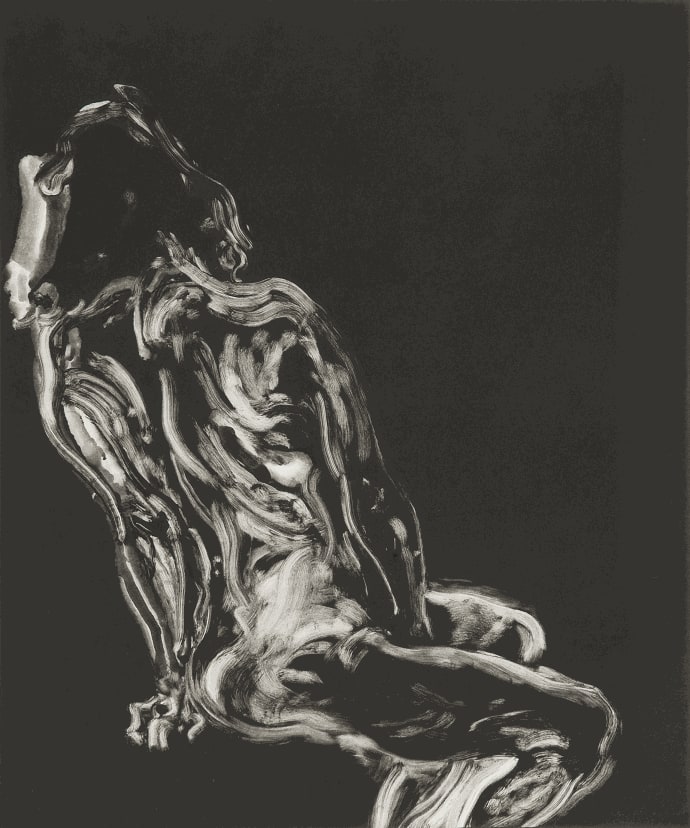 Maggi Hambling, Jemma: leaning to the left, seated, 1992. Monotype on paper. Courtesy of Jerwood Collection © Maggi Hambling. All Rights Reserved 2025/Bridgeman Images