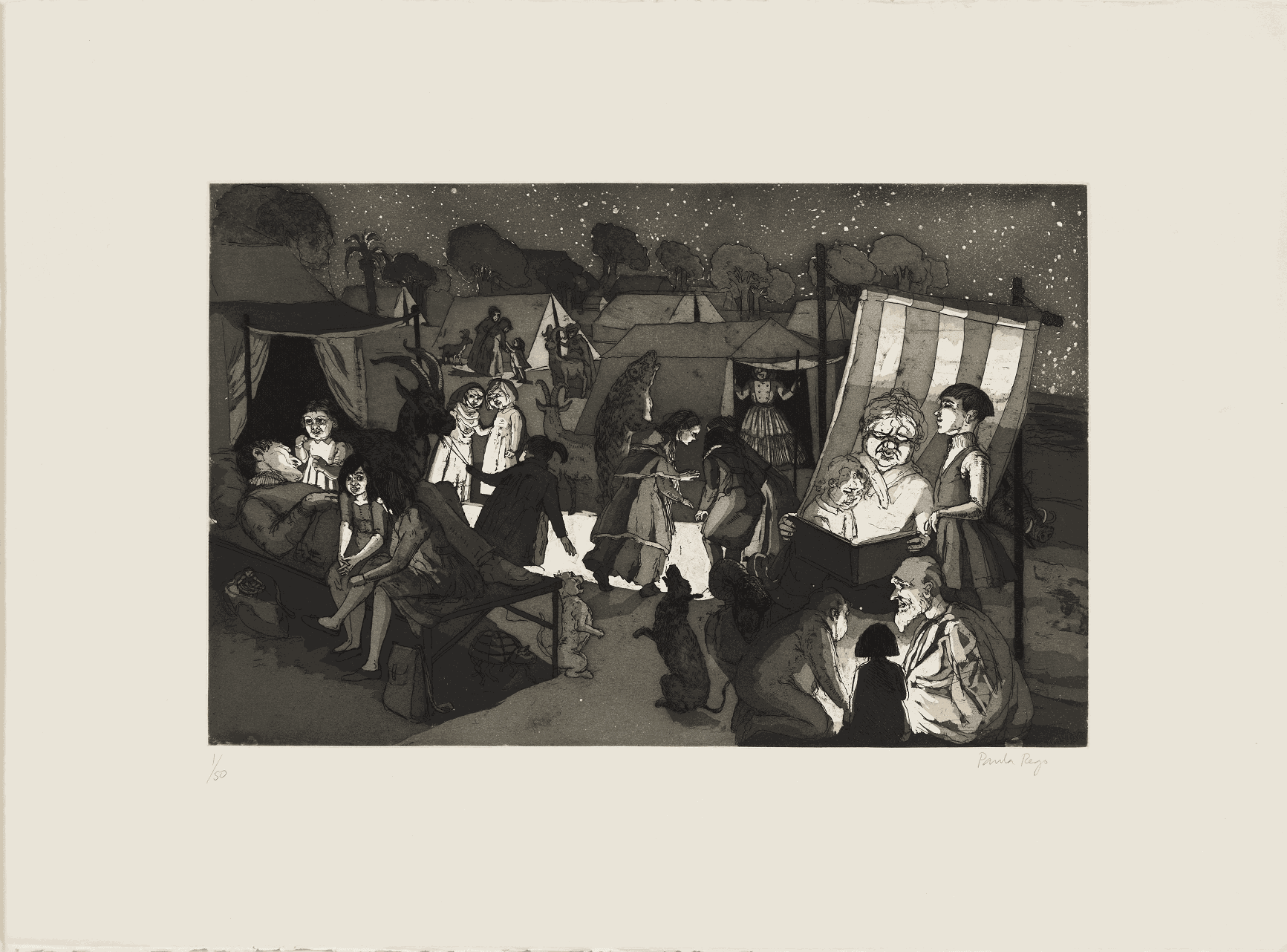 Paula Rego DBE RA, The Encampment, 1989. Etching and aquatint. Courtesy of Jerwood Collection © Courtesy Paula Rego and Cristea Roberts Gallery, London. Paula Rego
