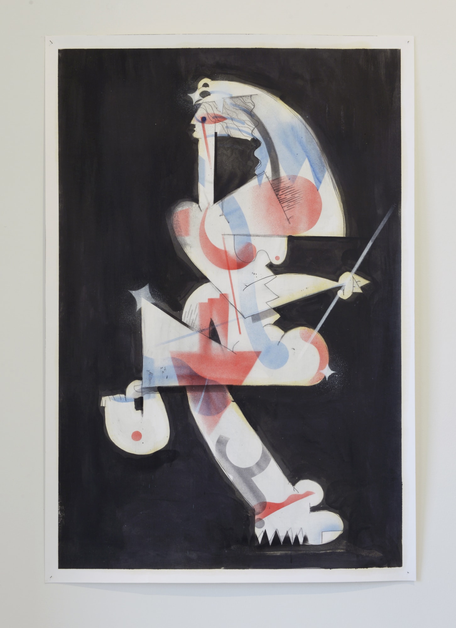 Preparatory painting for Disco Britannia, 2022, Oil, Spraypaint and Varnish on Paper