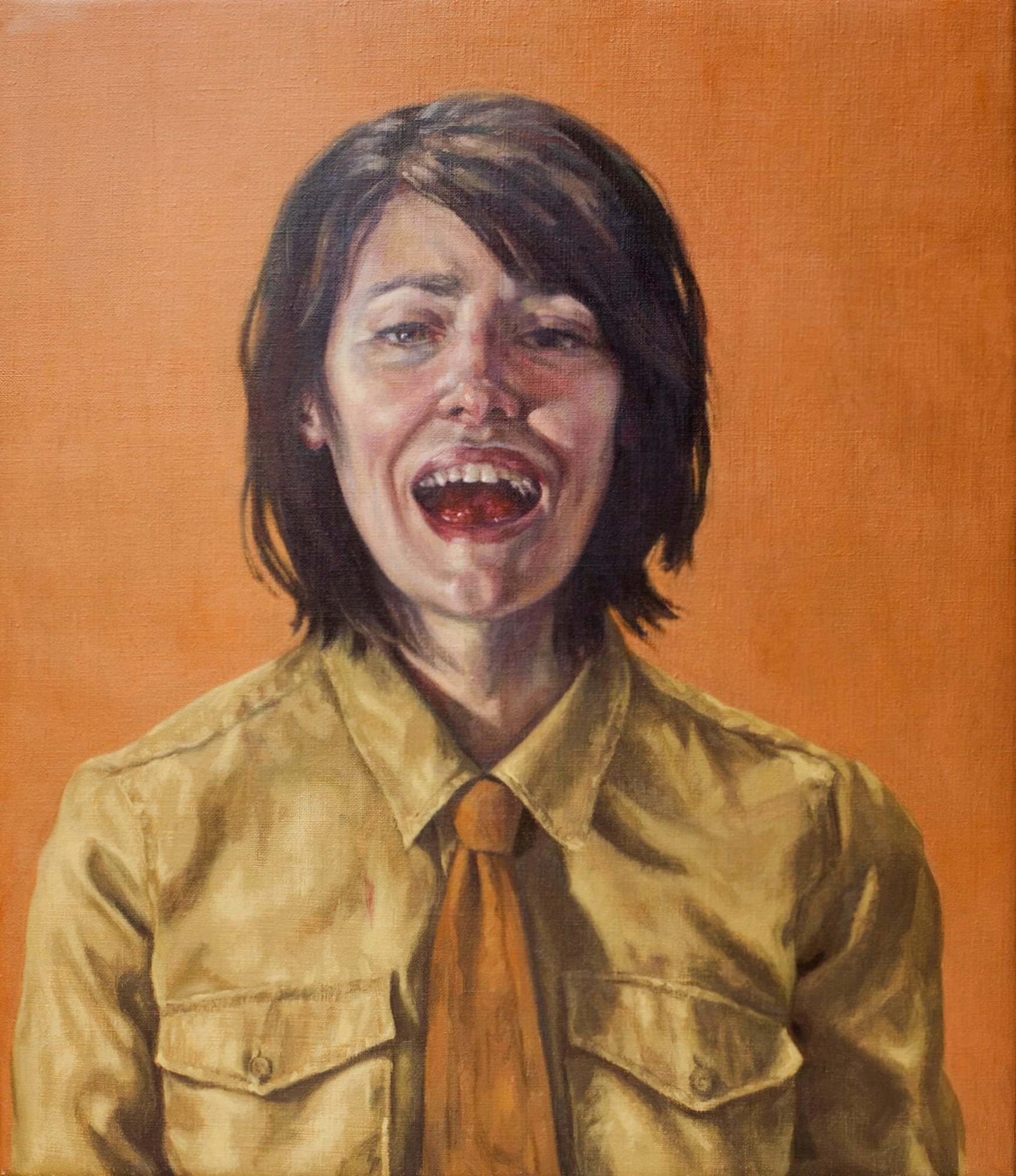 Roxana Halls, Laughing with my Mouth Full , 2012 Oil on linen 70 × 60 × 10 cm