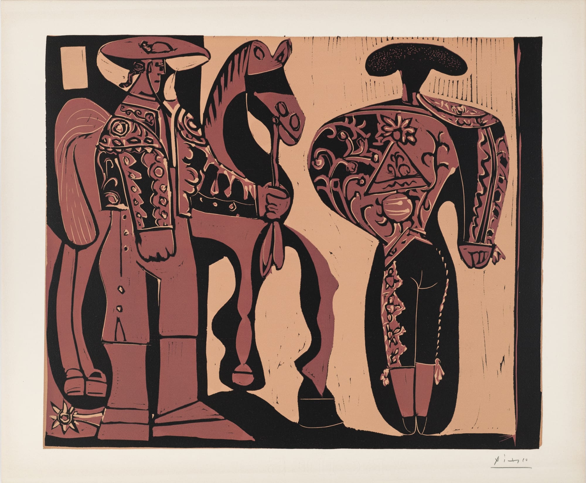 Pablo Picasso, Picador et Torero attendant le Paseo de Cuadrillas, 1959