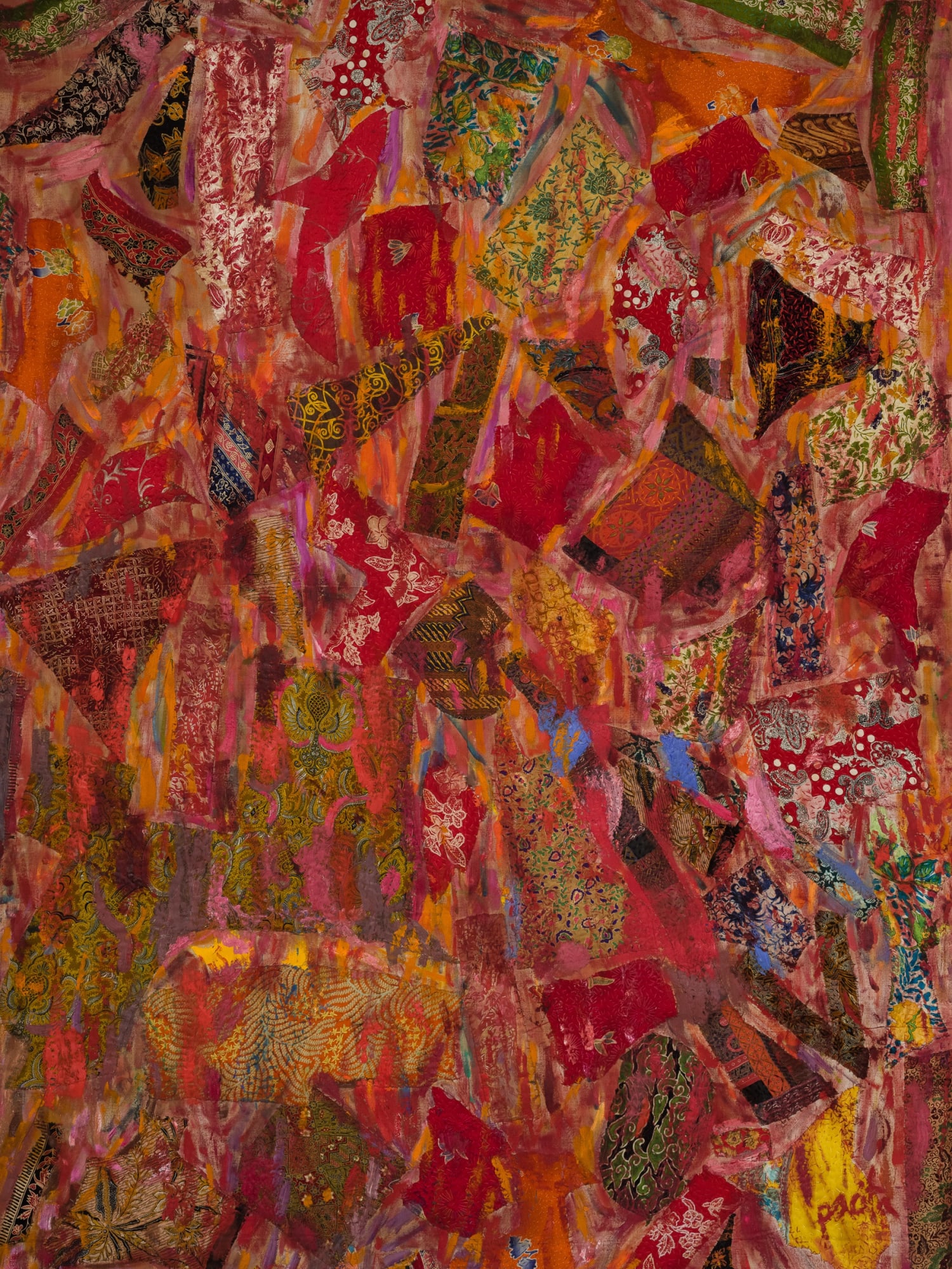 Pacita Abad Bandung, 1999 Oil, painted batik cloth stitched on canvas 87 x 58 3/4 in 221 x 149.2 cm