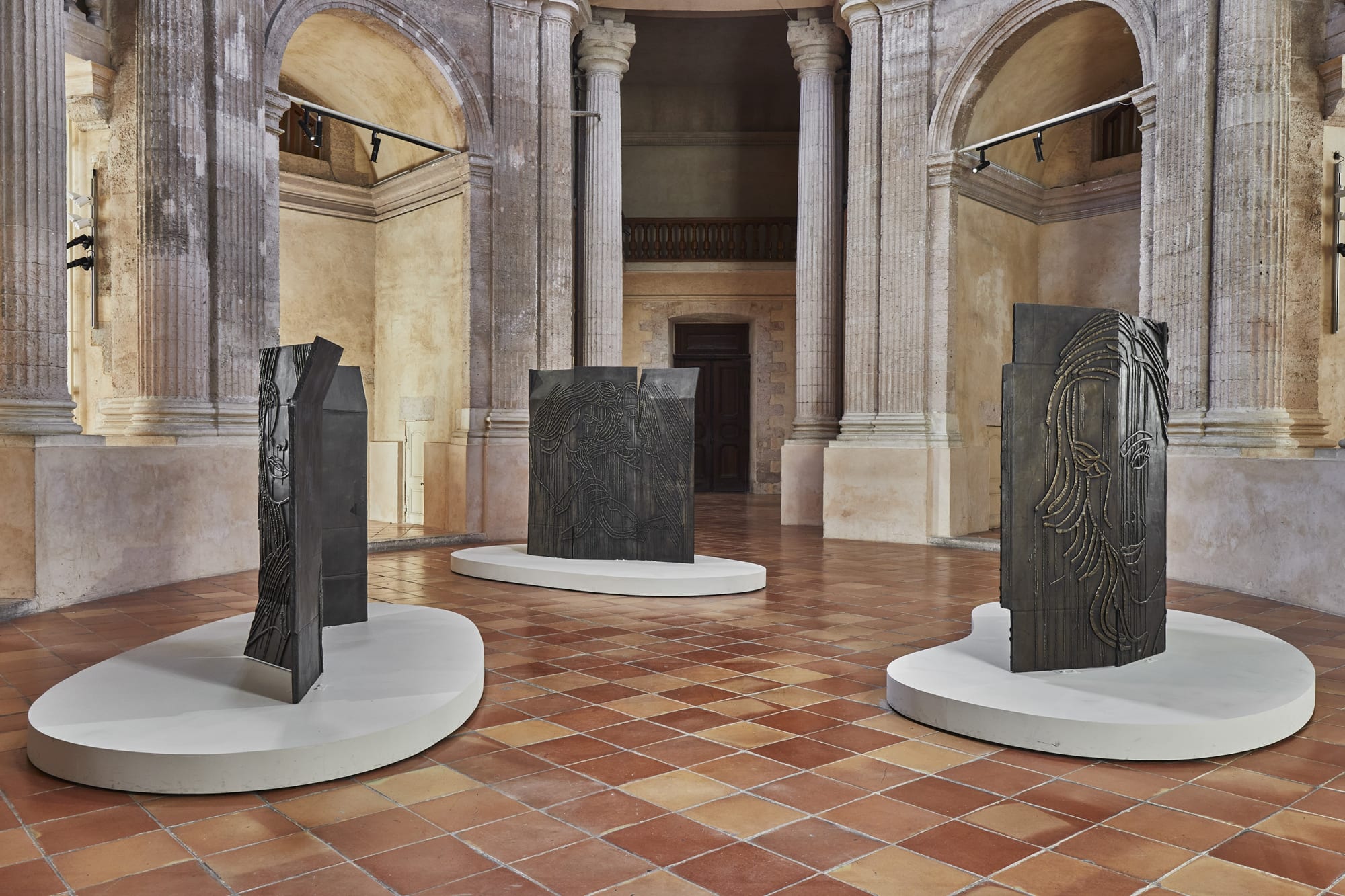 Installation view of 'Ghada Amer' at the chapel of the Centre de la Vieille Charité. Image courtesy of the artist and Tina Kim Gallery. Photo by Jeanchristophe Lett.