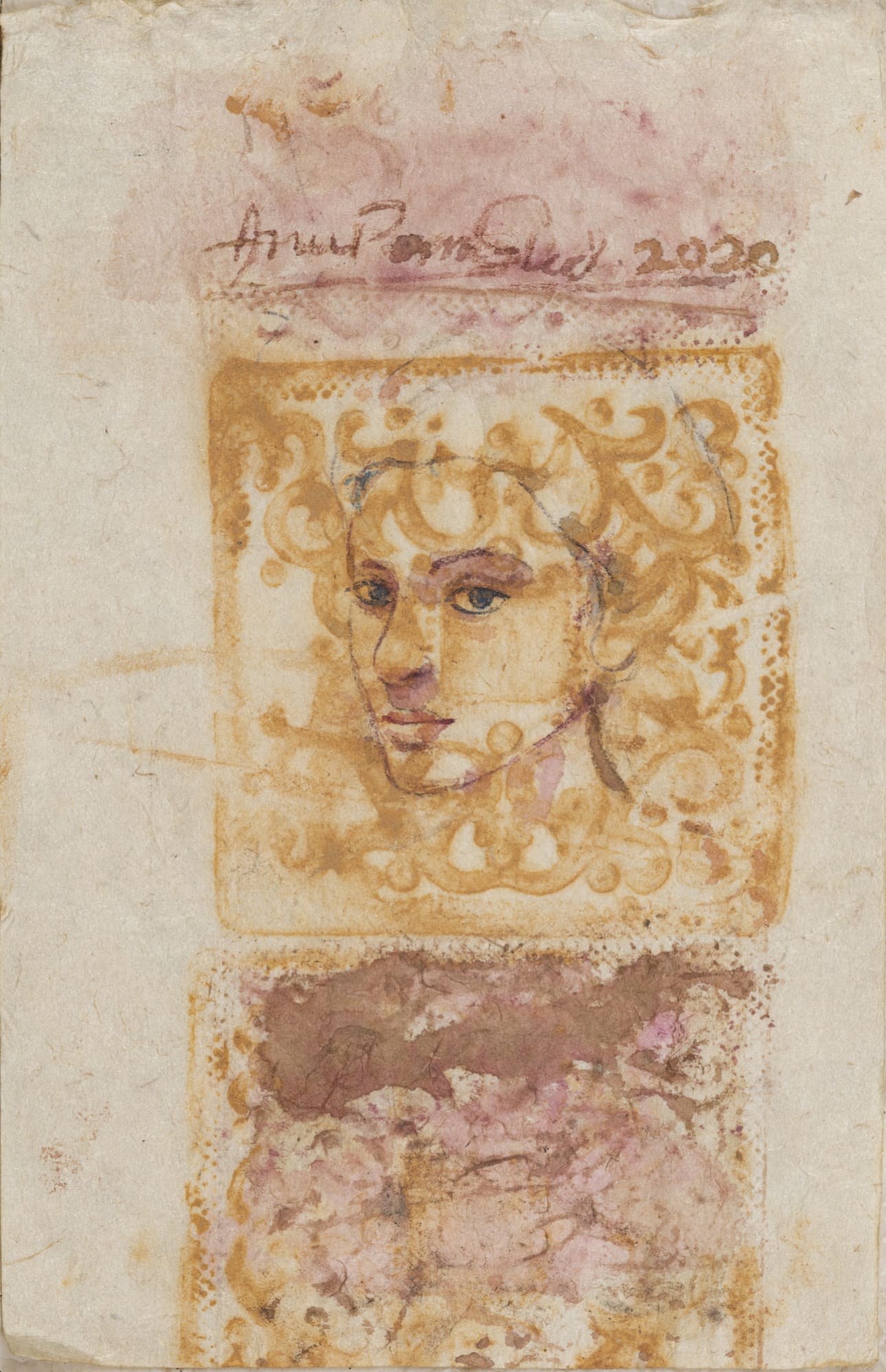 Anupam Sud Untitled Watercolour on rice paper 7.5 x 4 inches 2020