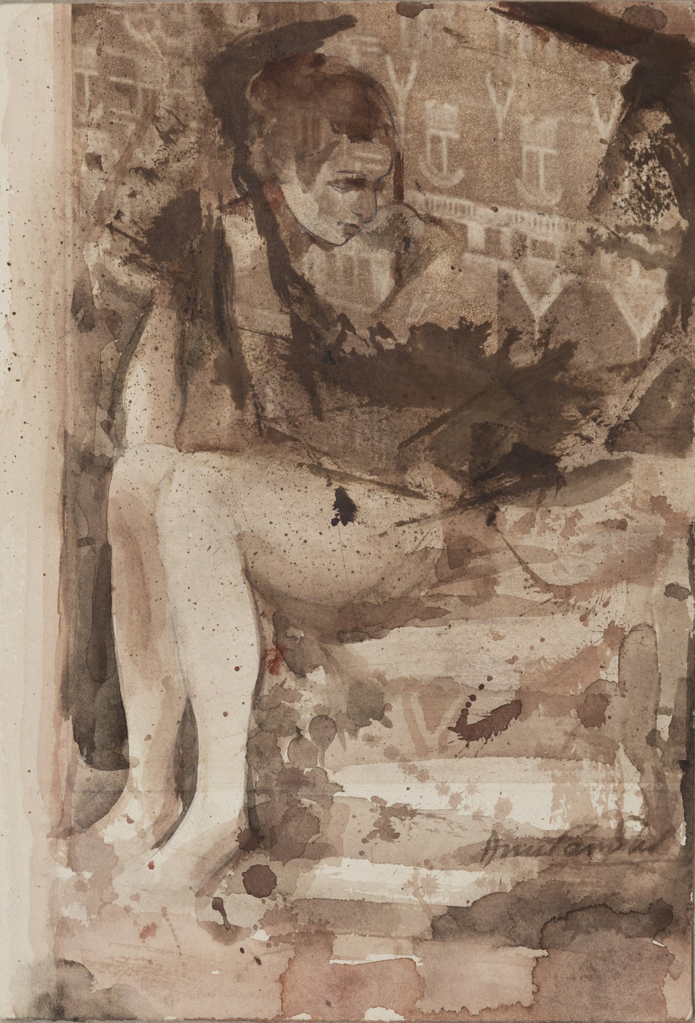Anupam Sud Untitled Watercolour and print on paper 12.5 x 8.5 inches 2014