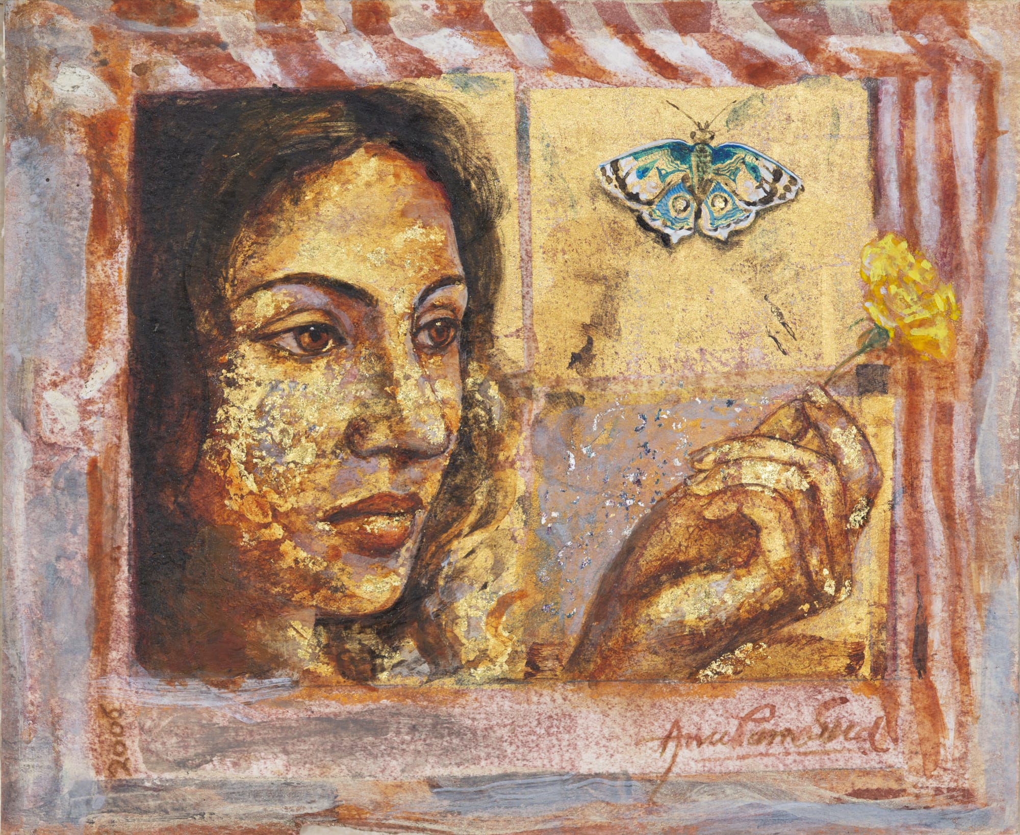 Anupam Sud Untitled Watercolour and gold leaf on paper 6 x 7.5 inches 2006