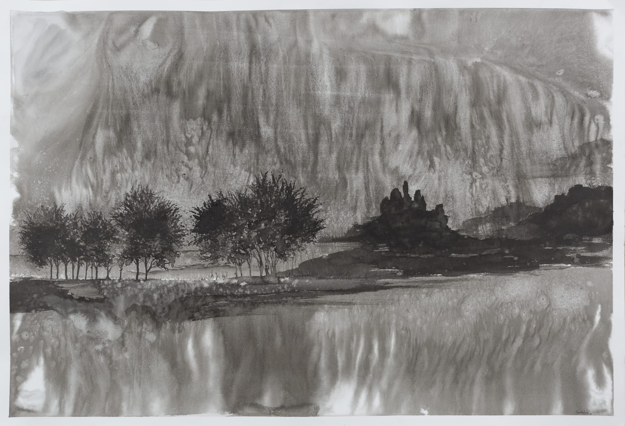 Harshdeep Kaur Sublime Reflections Ink on paper 29.5 x 43 inches 2025