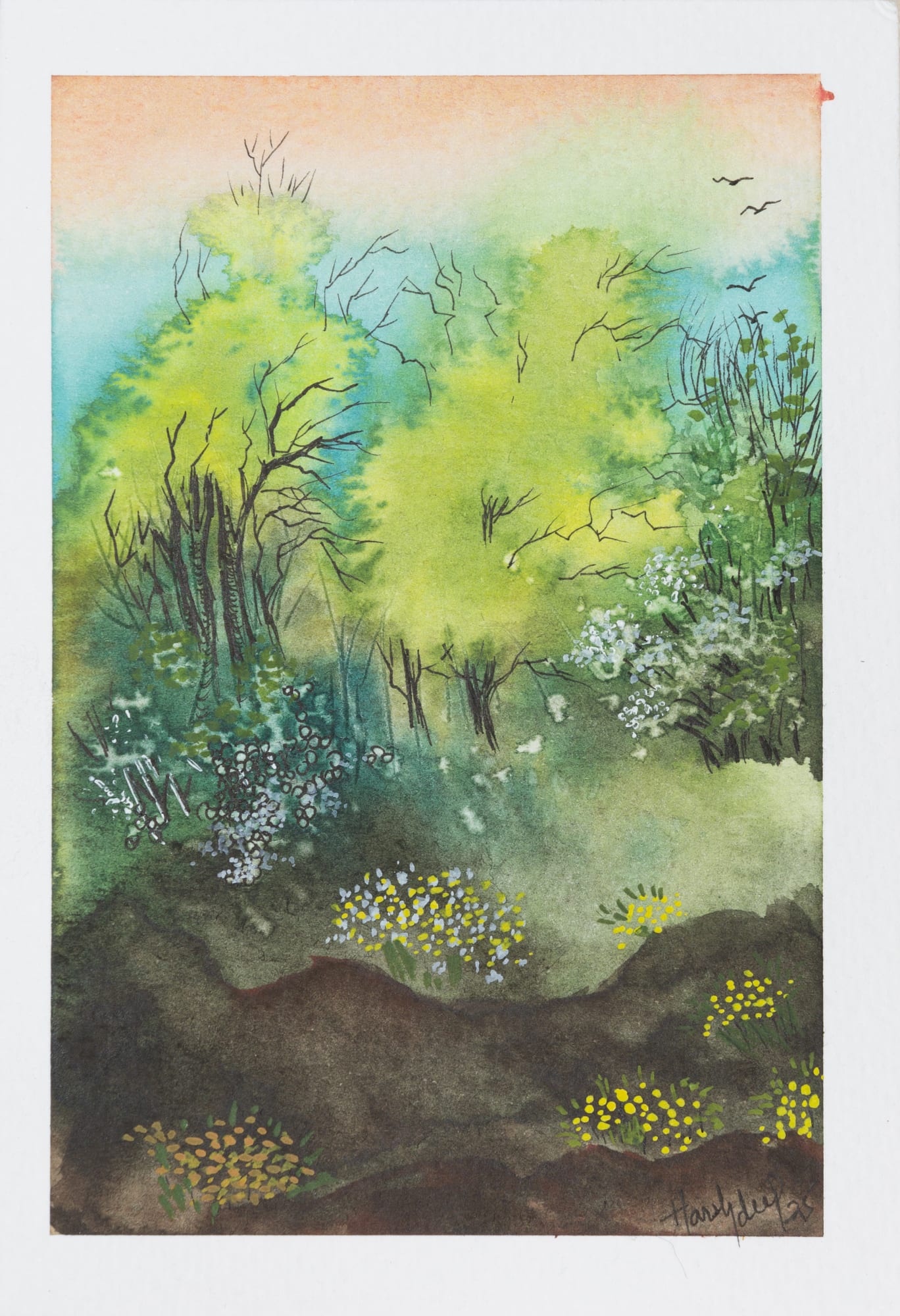 Harshdeep Kaur Spring Time II Watercolour on paper 6 x 4 inches 2025