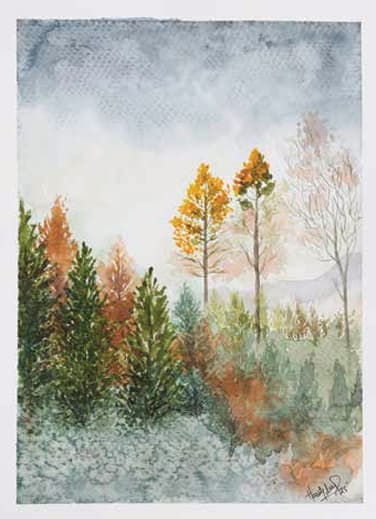 Harshdeep Kaur Gentle Farewell to Greens Watercolour on paper 11.5 x 8 inches 2025