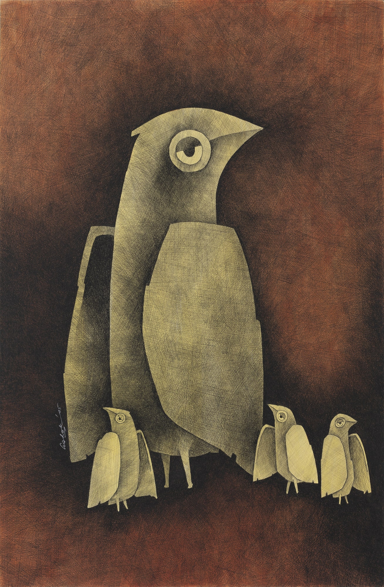 Ashok Bhowmick Mother Pen & Ink, Acrylic on archival paper 39 x 26 inches 2005