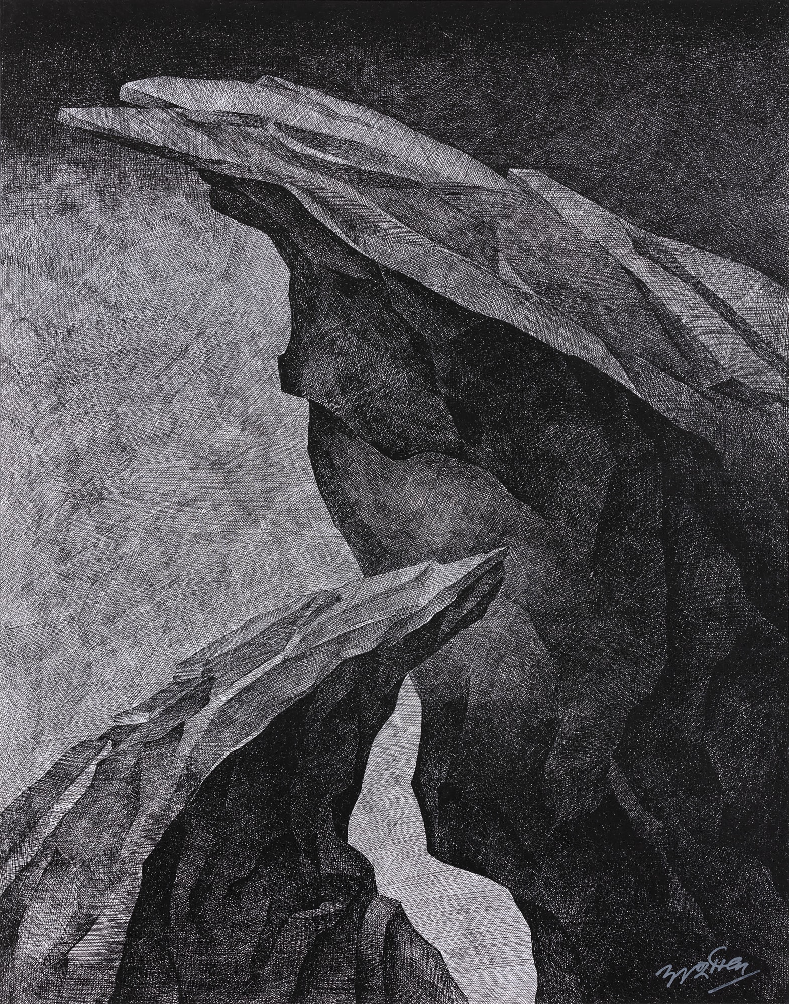 Ashok Bhowmick Undulations 6 Pen & Ink, acrylic on paper 28 x 22 inches 1994