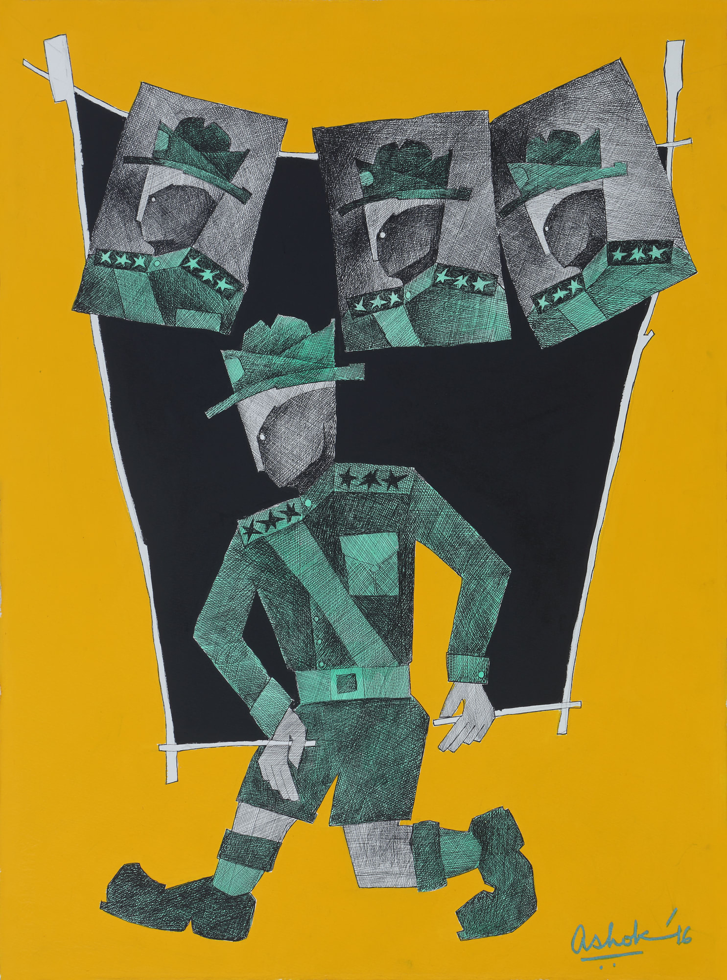 Ashok Bhowmick Untitled Pen & ink, acrylic on archival board 30 x 23 inches 2016