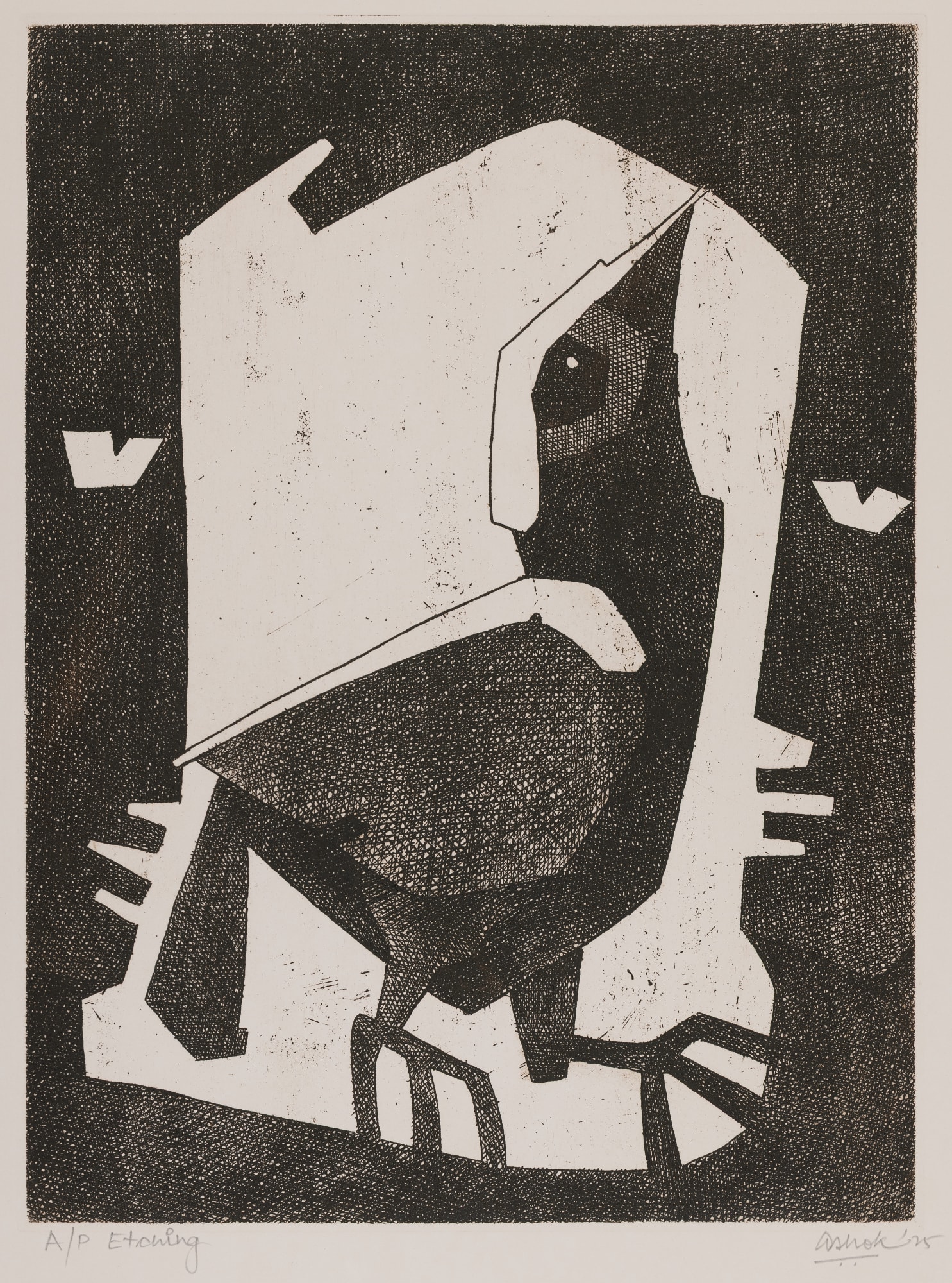 Ashok Bhowmick Untitled Etching 10 x 13 inches Ed:A/P 2025