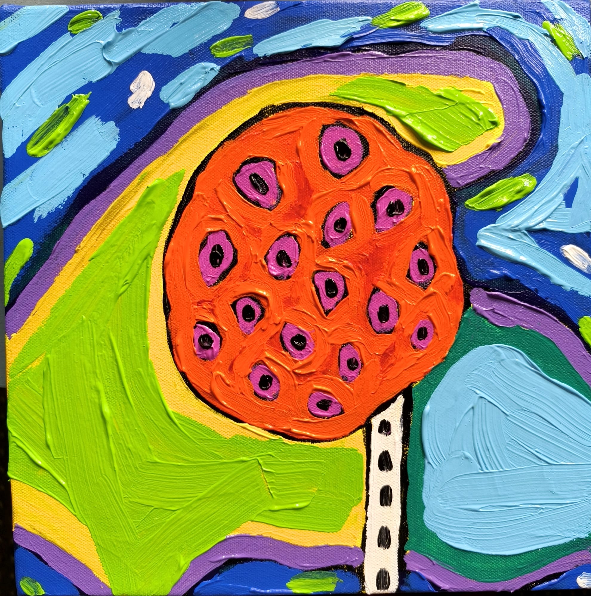 Insha Manzoor Pambach- V Acrylic on canvas 12 x 12 inches