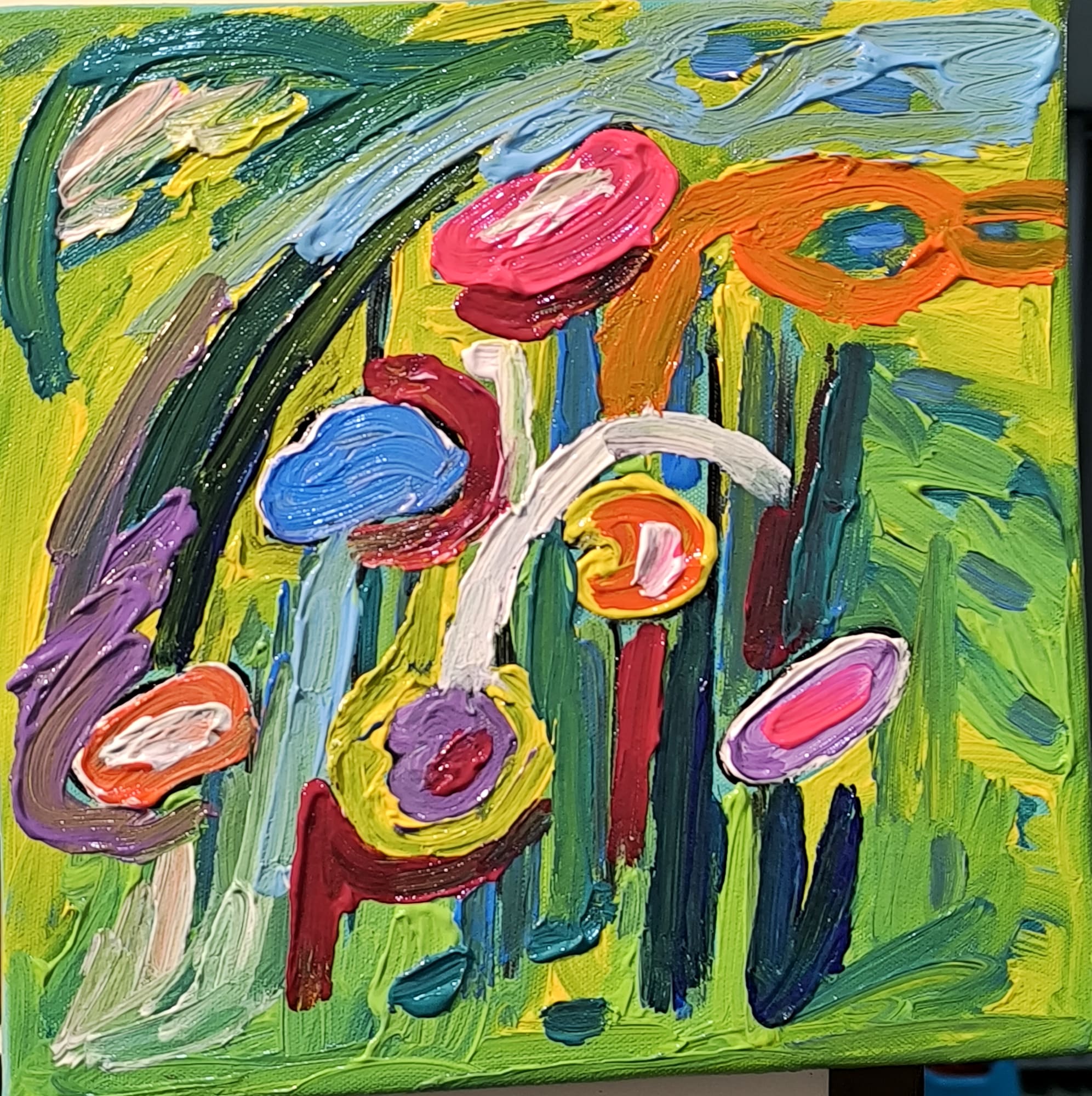 Insha Manzoor Celebration I Acrylic on canvas 12 x 12 inches