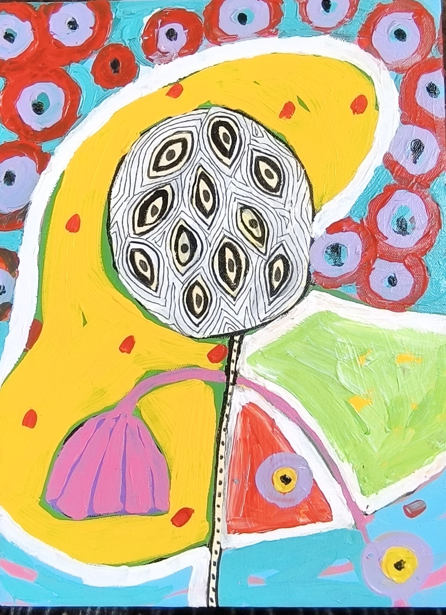 Insha Manzoor Pambach- IV Acrylic on canvas 12 x 12 inches