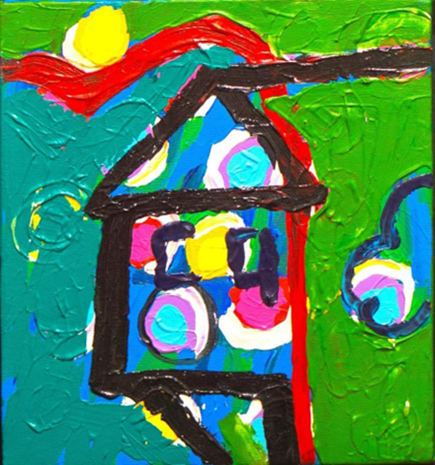 Insha Manzoor Makaan Acrylic on canvas 12 x 12 inches 2023