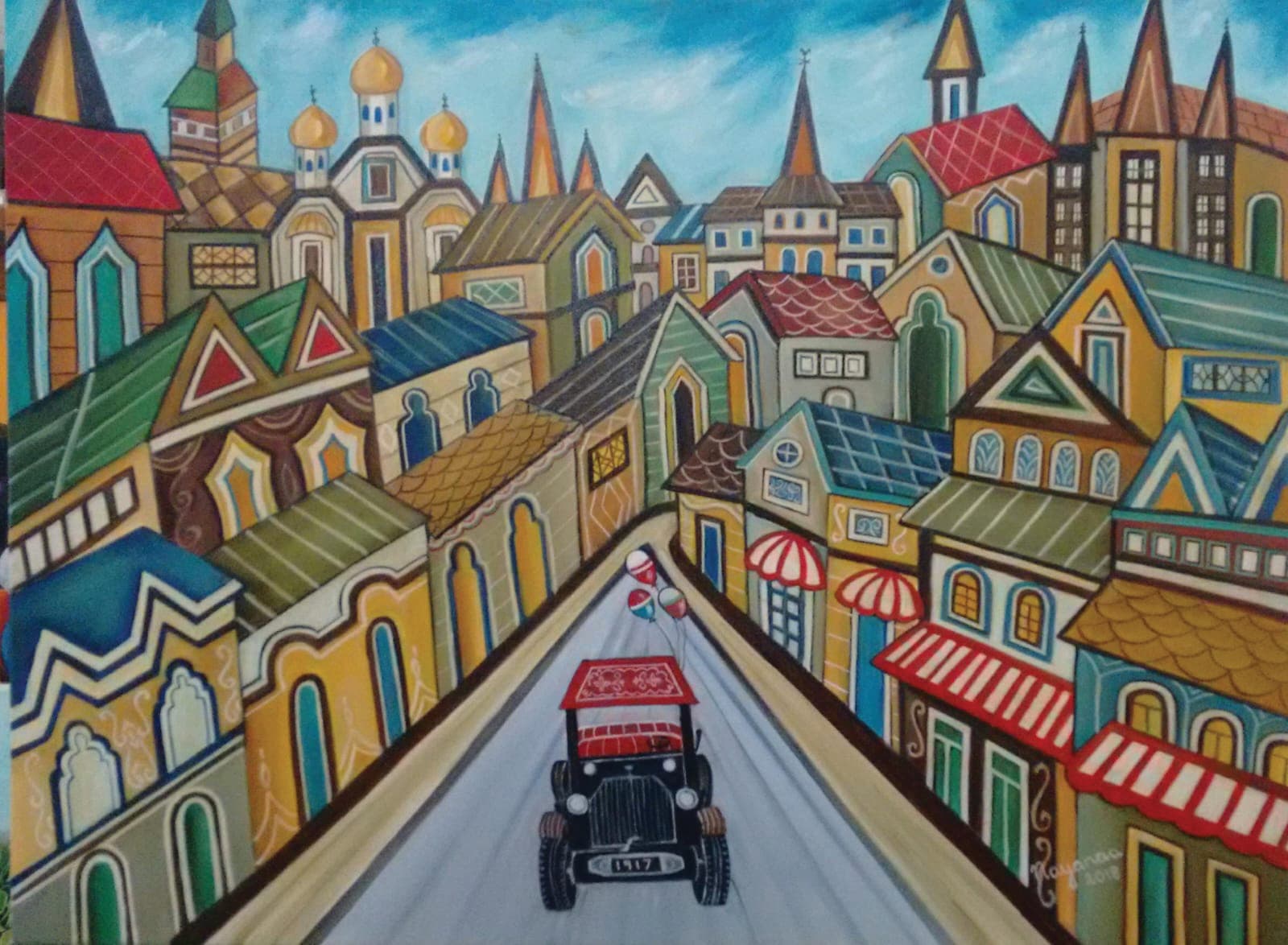 Nayanaa Kanodia Cityscape Oil on canvas 30 x 40 inches 2018