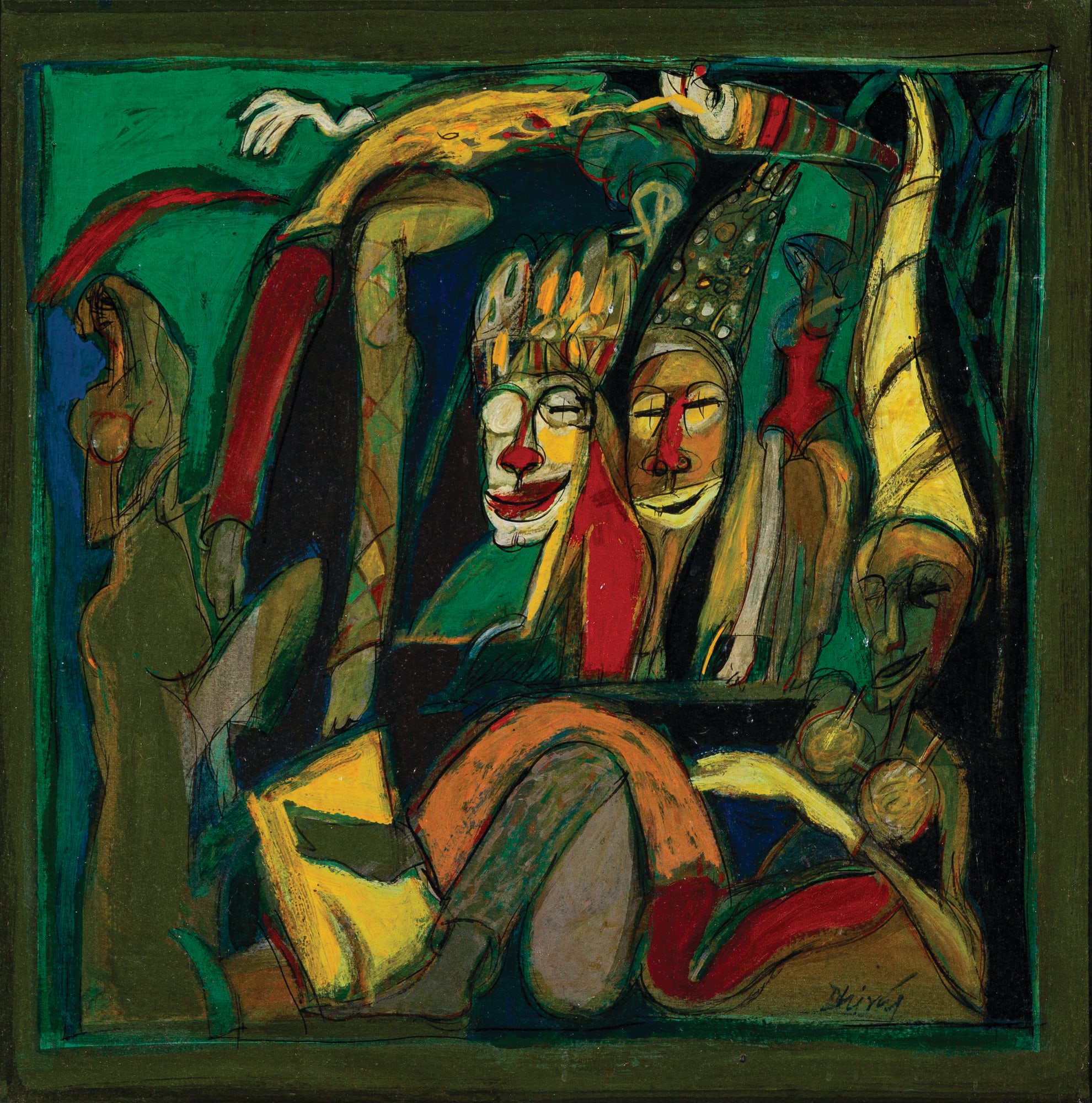 Dhiraj Choudhury King Class Acrylic on canvas 18 x 18 inches 1999