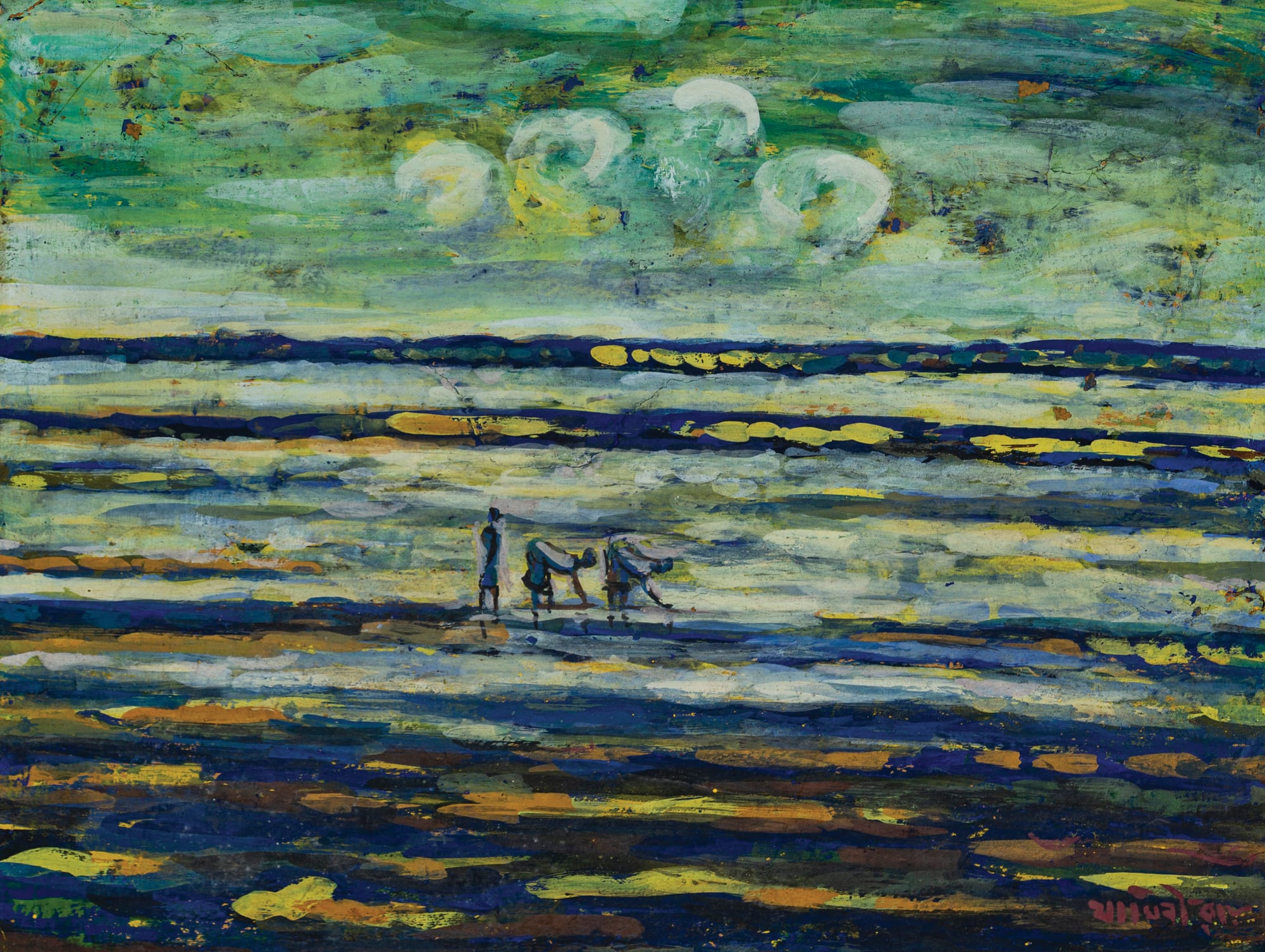 Jamini Roy Untitled Tempera on cardboard 12.5 x 17 inches