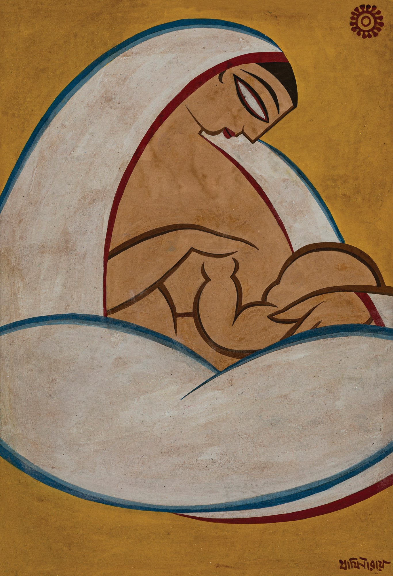 Jamini Roy Untitled Tempera on cardboard 29 x 20 inches