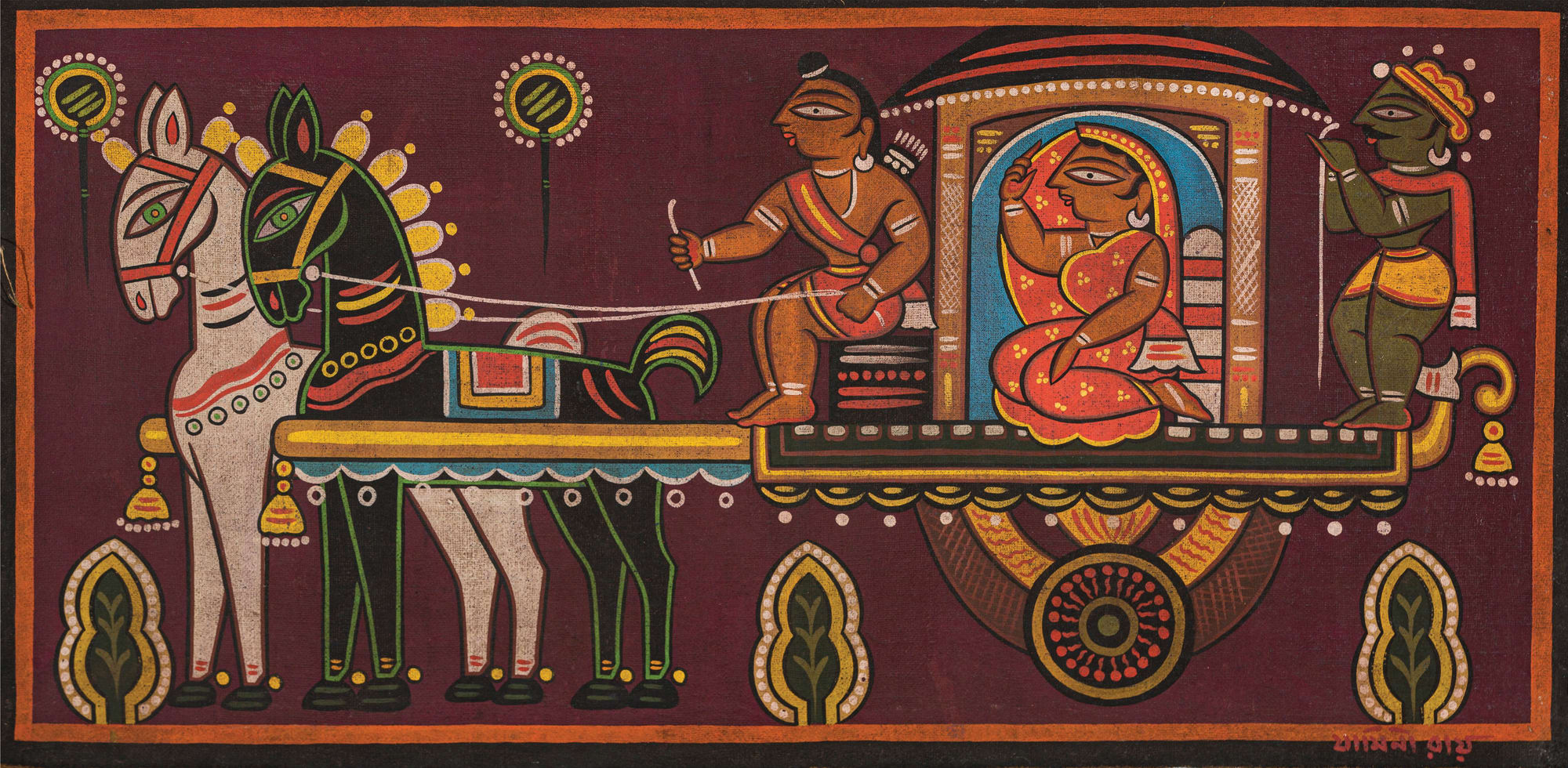 Jamini Roy Untitled Tempera on jute 30 x 60 inches