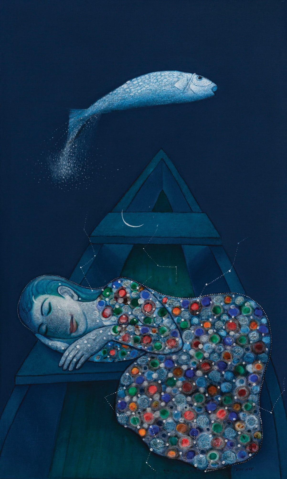 Sidharth Untitled Silver leaf and natural pigments on canvas 60 x 36 inches 2018