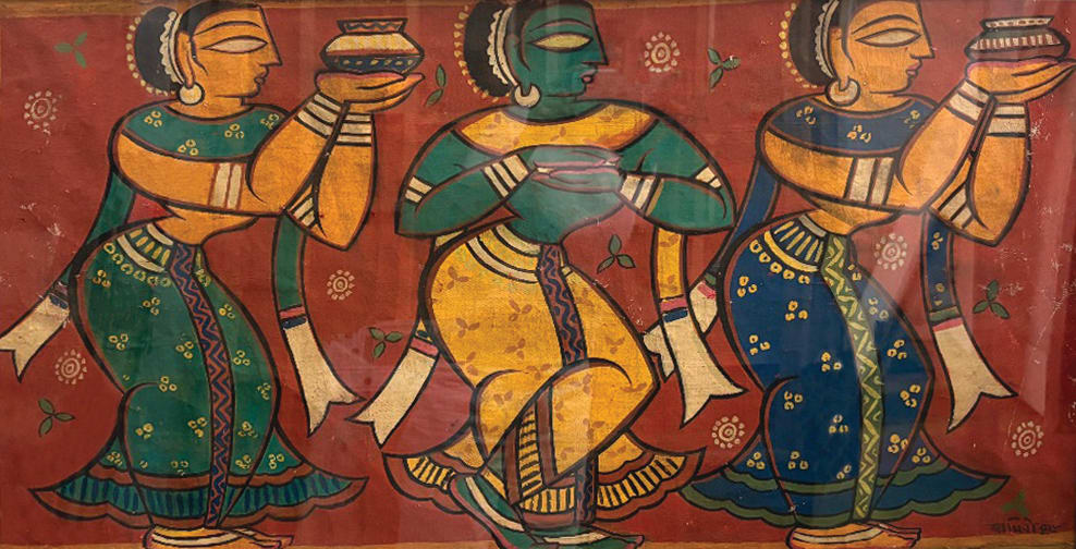 Jamini Roy Untitled Tempera on cardboard 29 x 20 inches