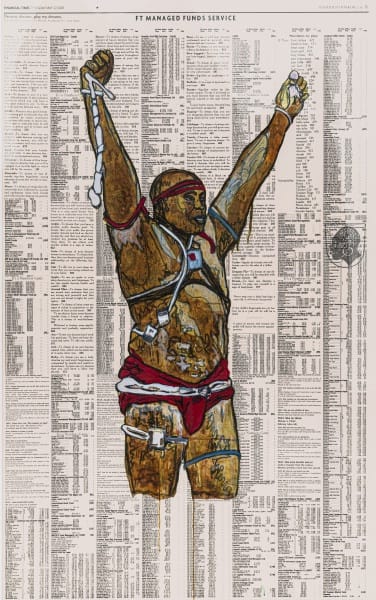 Godfried Donkor Olympians XVII, 2018 Oil and Acrylic on Paper Framed: 221.5 x 145 cms 87 1/4 x 57 1/8 inches