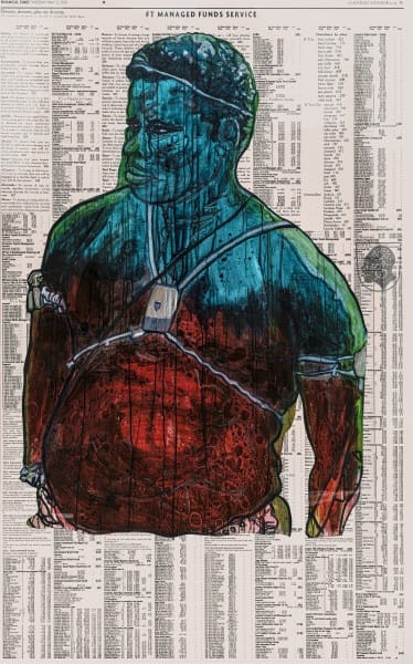 Godfried Donkor Olympians XXI, 2021 Oil and Acrylic on Paper Framed: 221.5 x 145 cms 87 1/4 x 57 1/8 inches