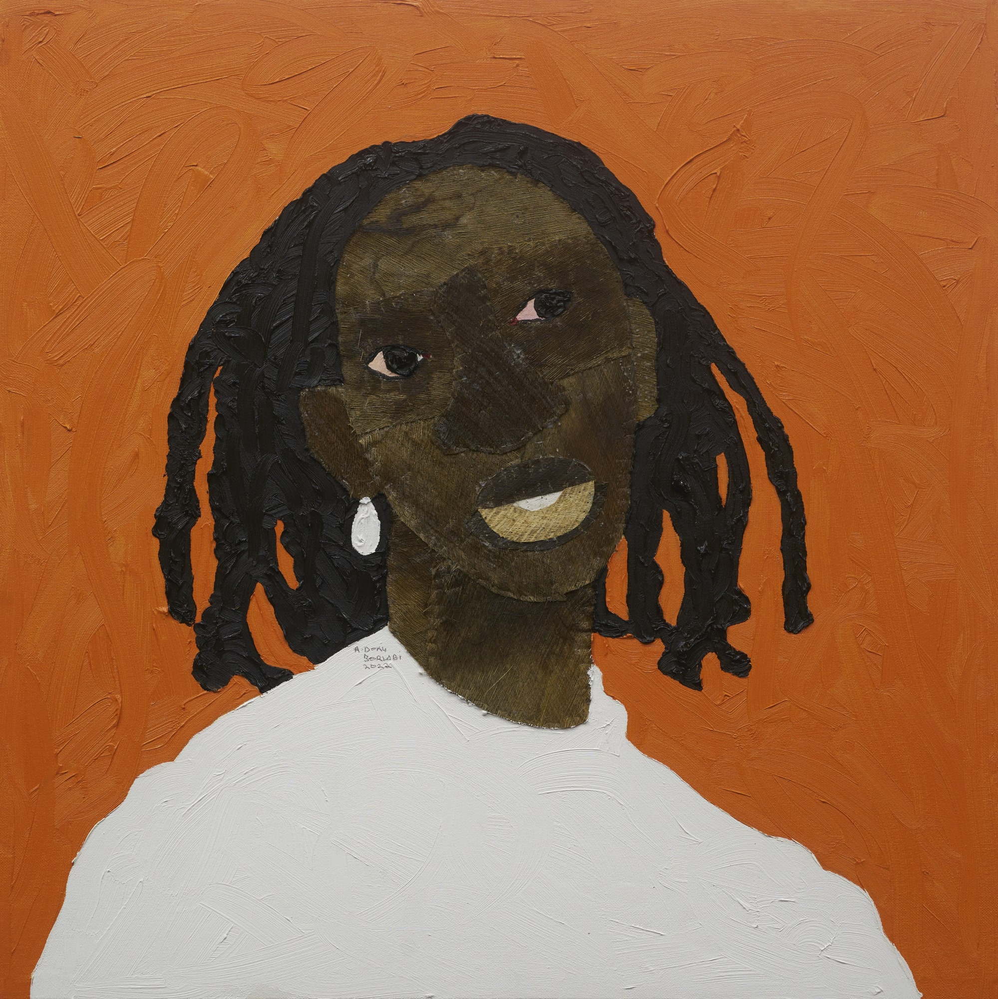 Naa Borley VI, 2022 Coconut Sheath and oil on canvas 70 x 70 cm / 27 1/2 x 27 1/2 in