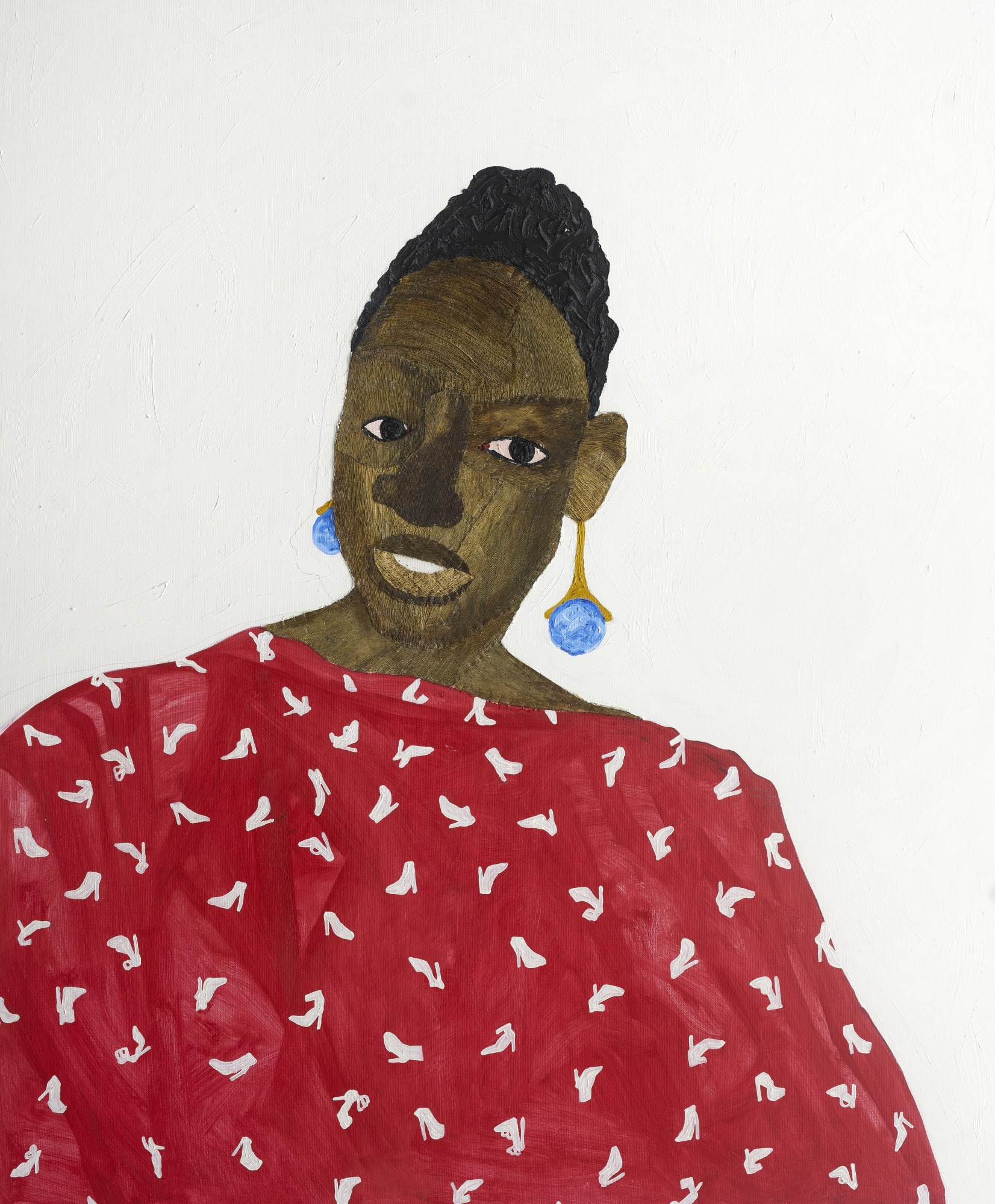 Maame serwaa III, 2022 Coconut Sheath and oil on canvas 120 x 100 cm / 47 1/4 x 39 3/8 in